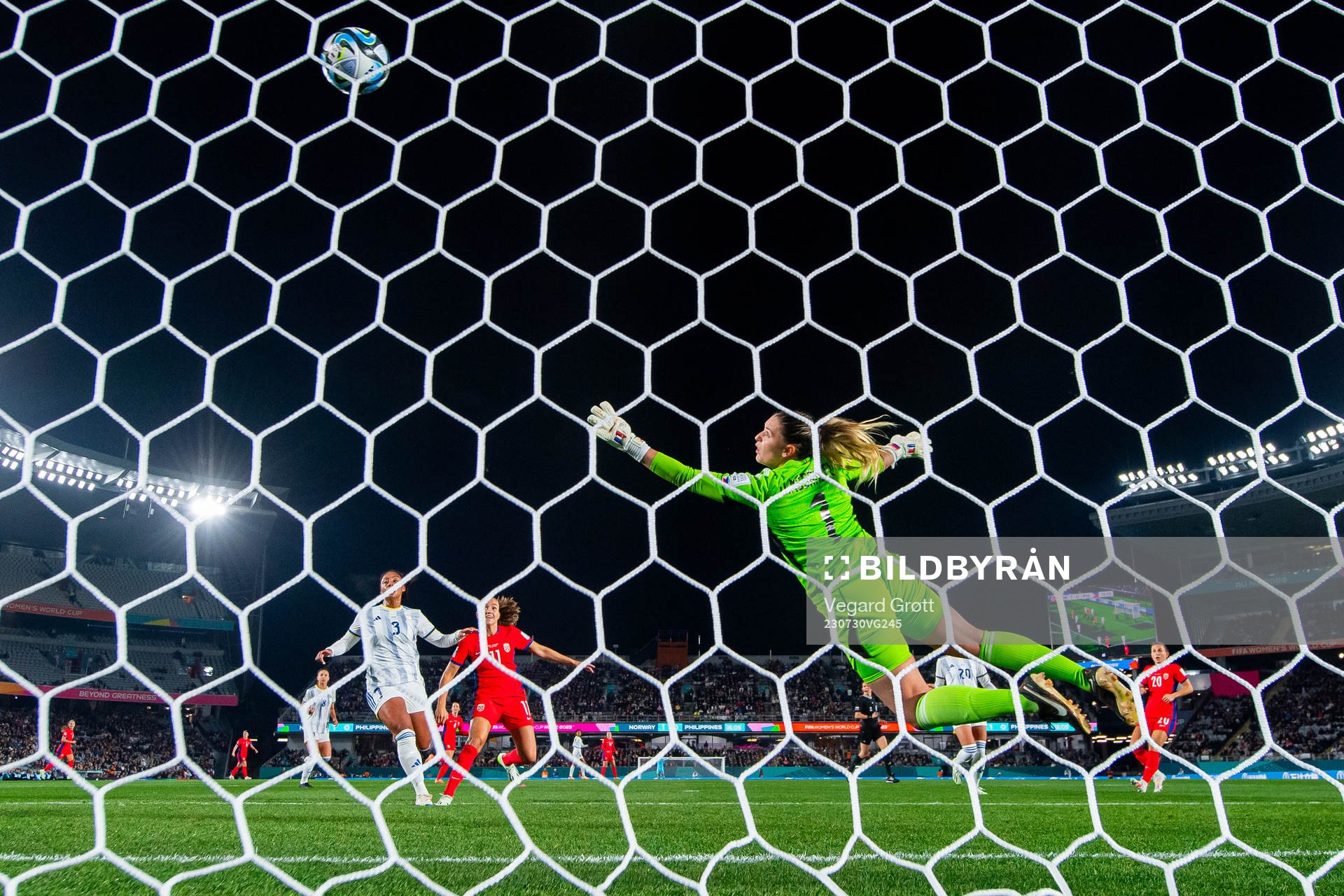 Goalkeeper Olivia McDaniel of Philippines lets in the 2-0