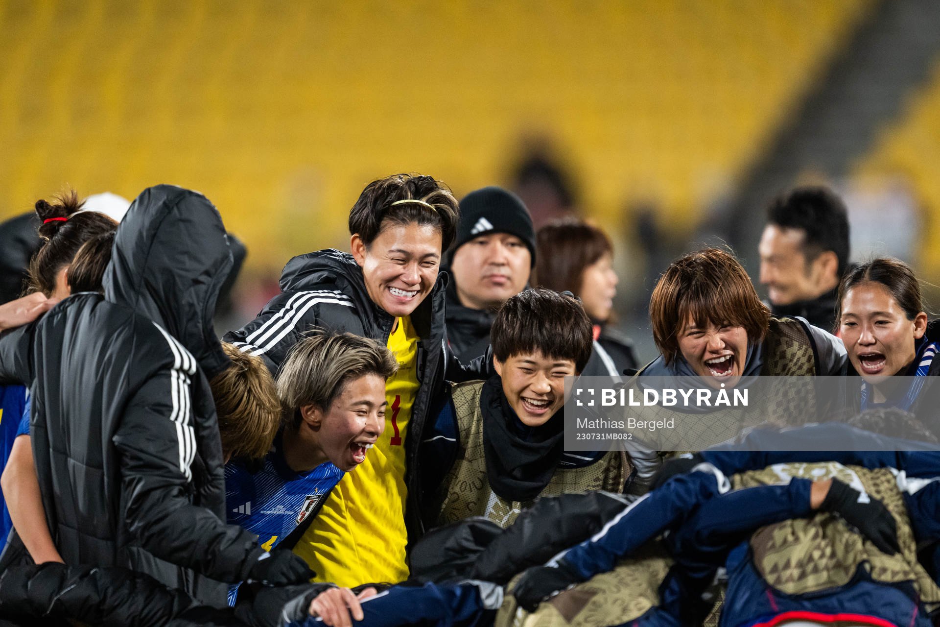 Mina Tanaka and goalkeeper Ayaka Yamashita of Japan