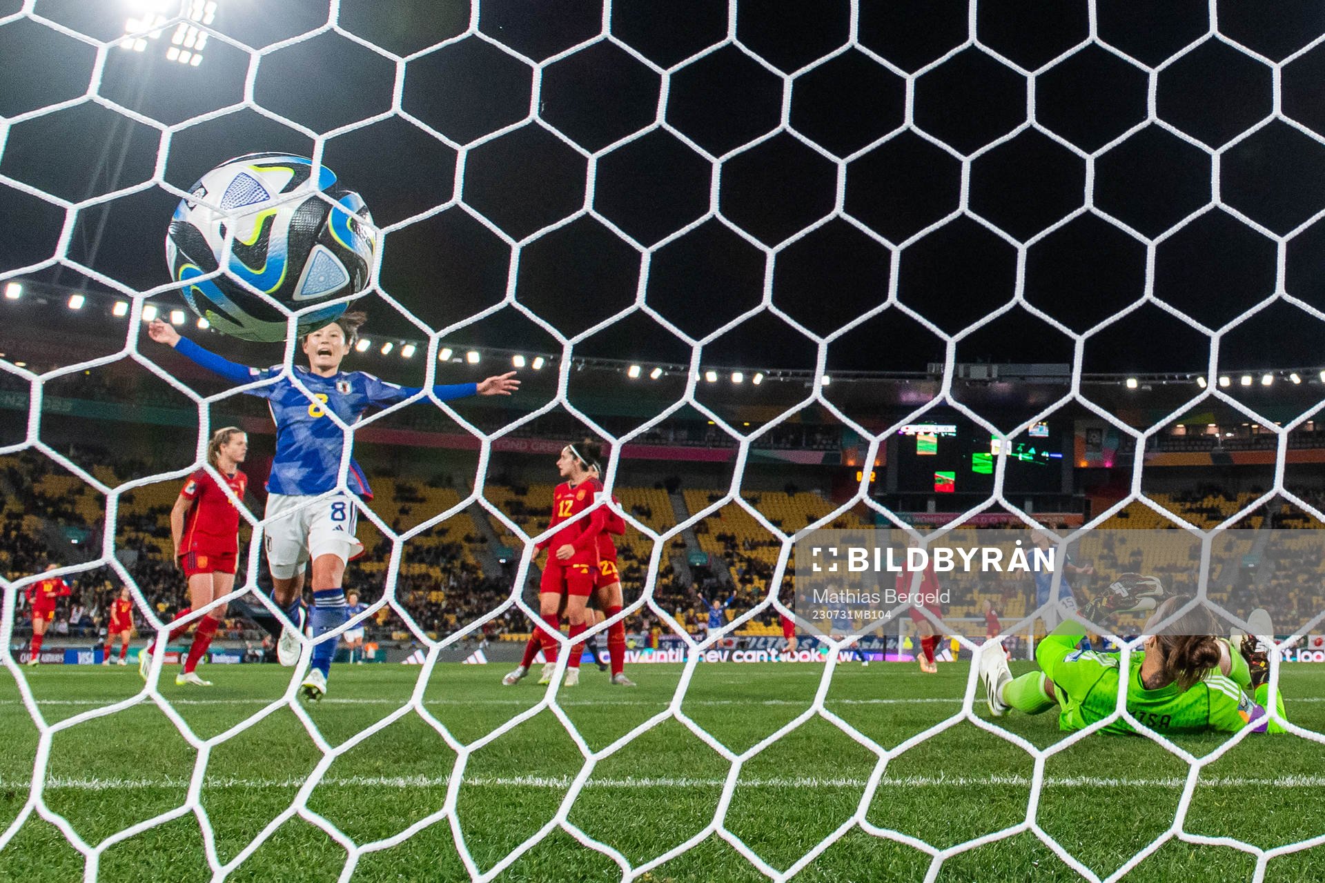 Hikaru Naomoto of Japan celebrates while goalkeeper Misa