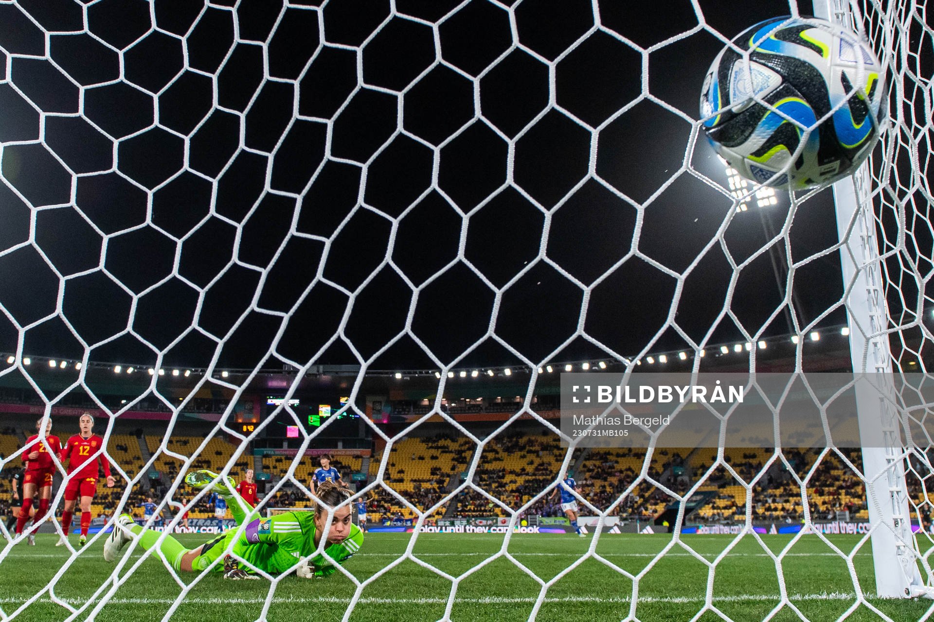 Goalkeeper Misa Rodriguez of Spain sees the ball in the net