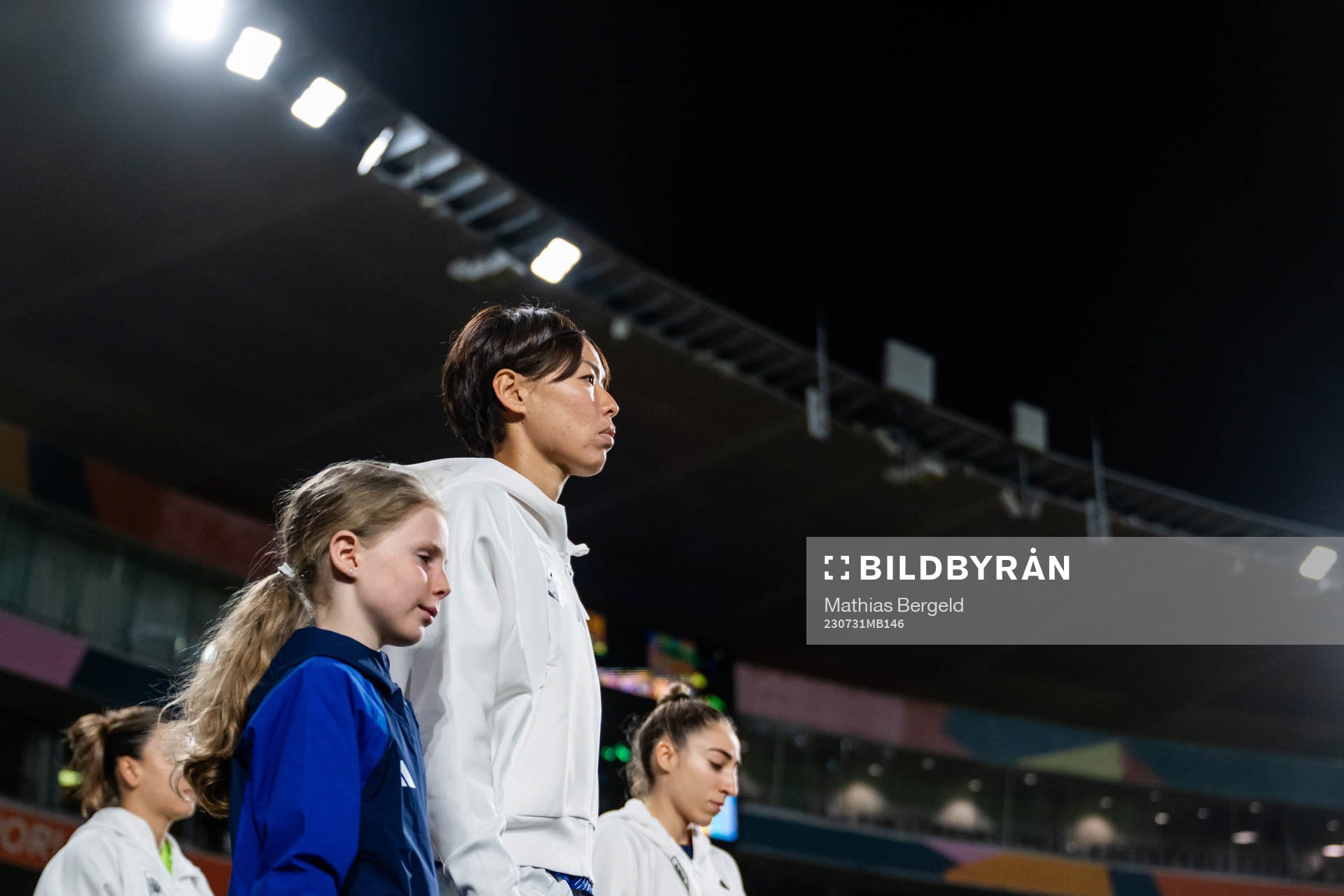Saki Kumagai of Japan enters the pitch