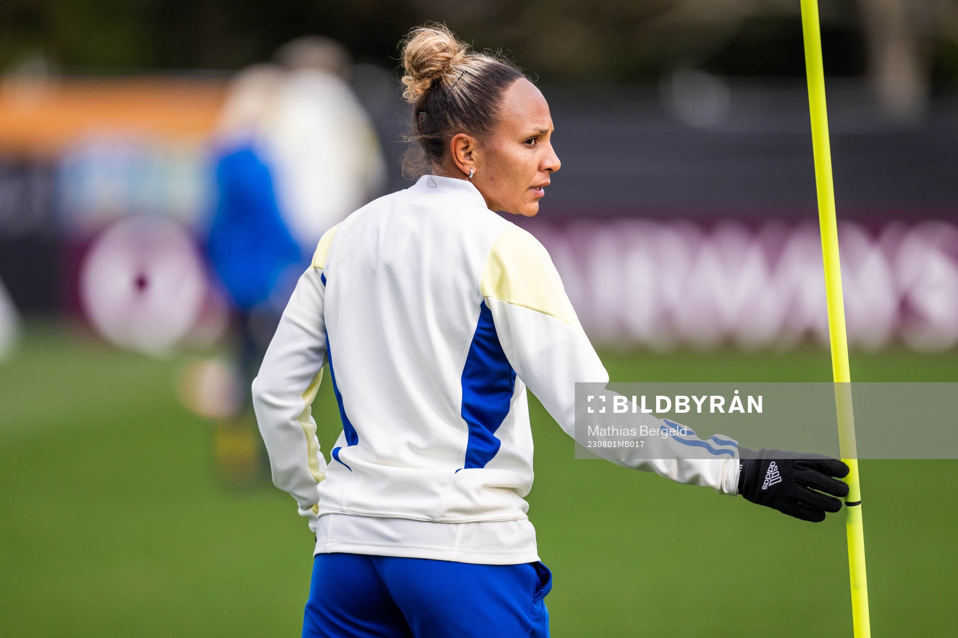 Madelen Janogy of the Swedish women's national football team at a training session during the FIFA Women's World Cup on August 1, 2023 in Hamilton.