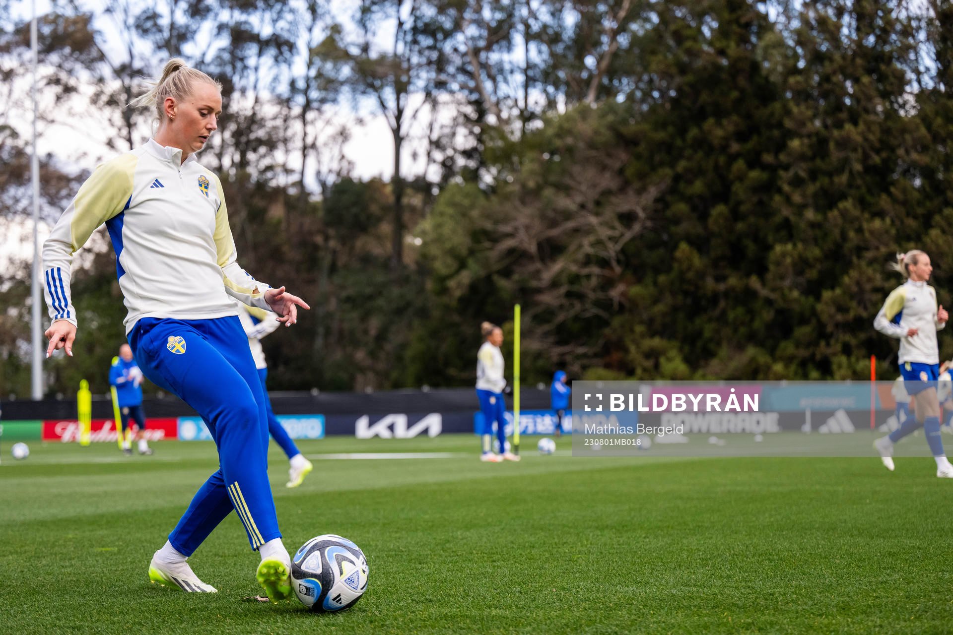 Stina Blackstenius of the Swedish women's national football team at a training session during the FIFA Women's World Cup on August 1, 2023 in Hamilton.