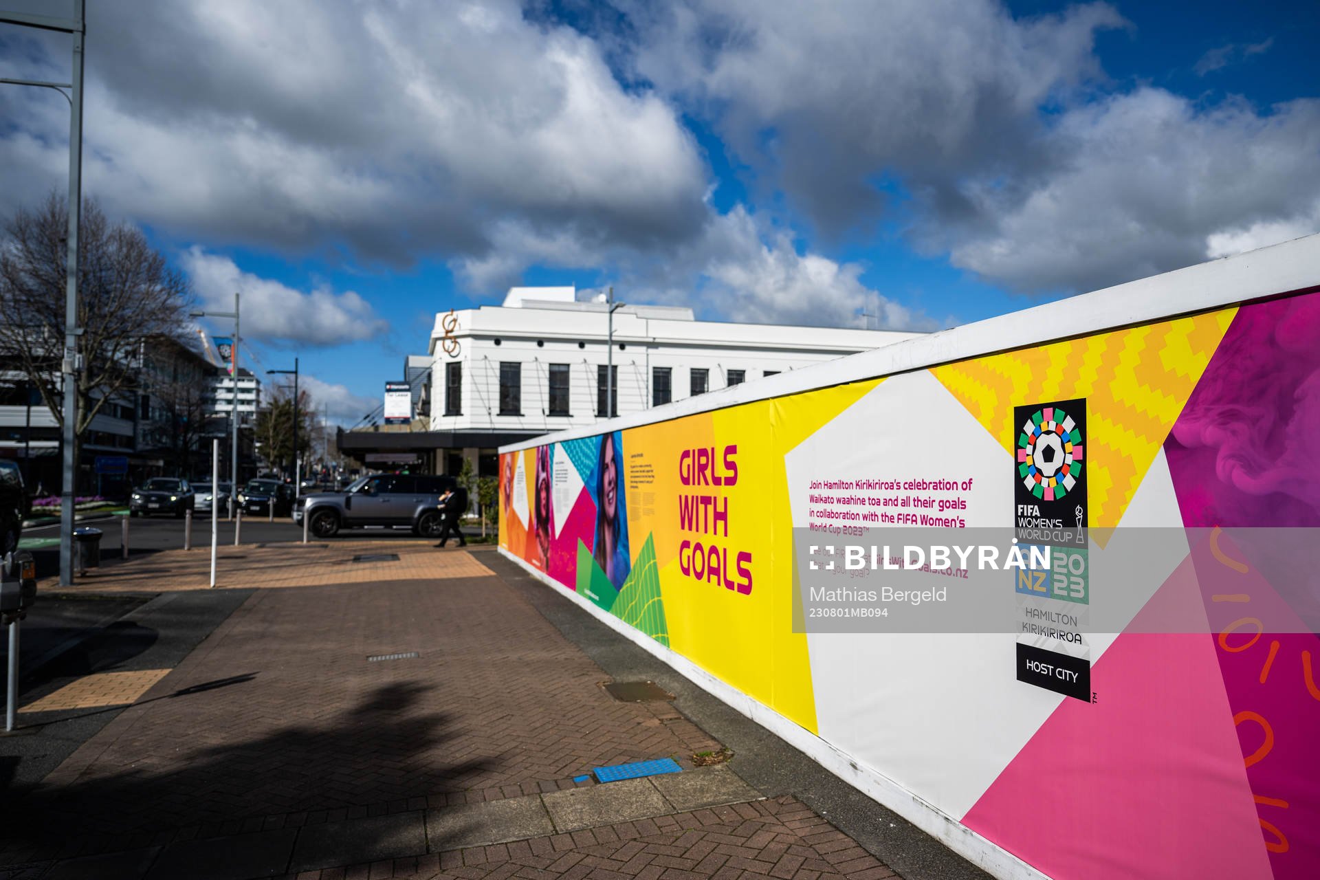 Barriers with the logo for the FIFA Women's World Cup
