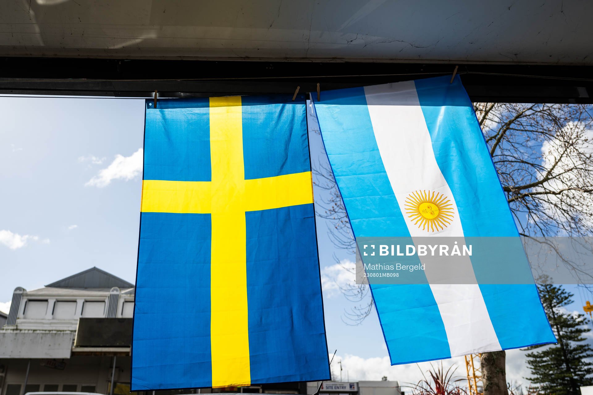 A Swedish and an Argentinian flag