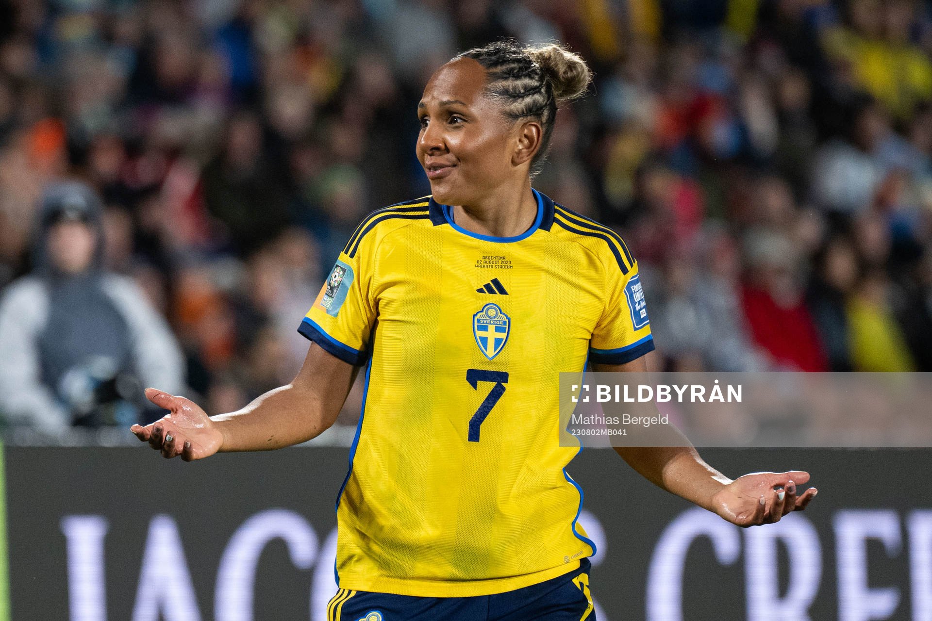 Madelen Janogy of Sweden reacts