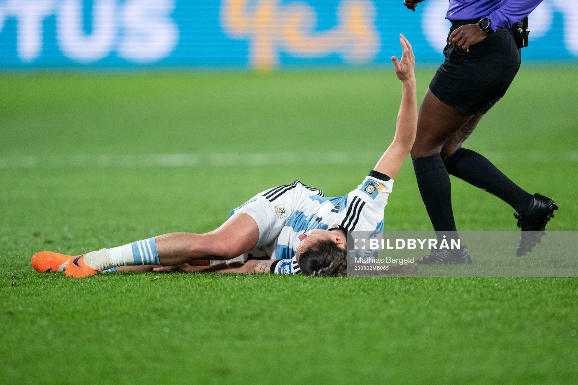 Florencia Bonsegundo of Argentina in pain