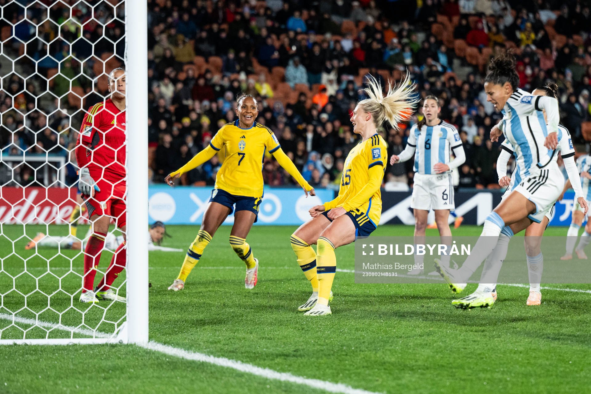 Madelen Janogy and Rebecka Blomqvist of Sweden celebrate