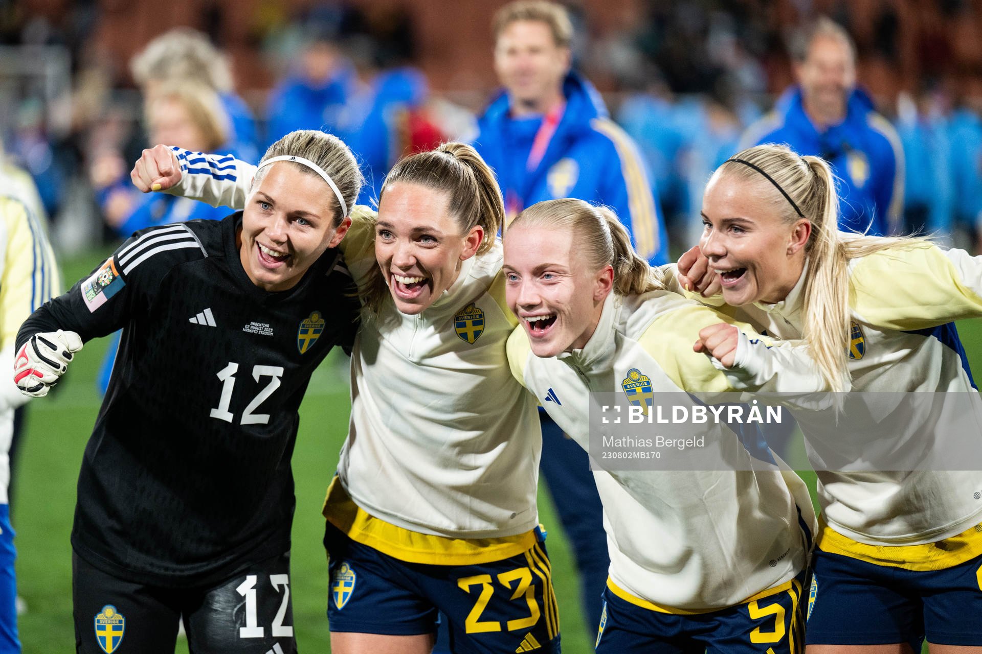 Goalkeeper Jennifer Falk, Elin Rubensson, Anna Sandberg and