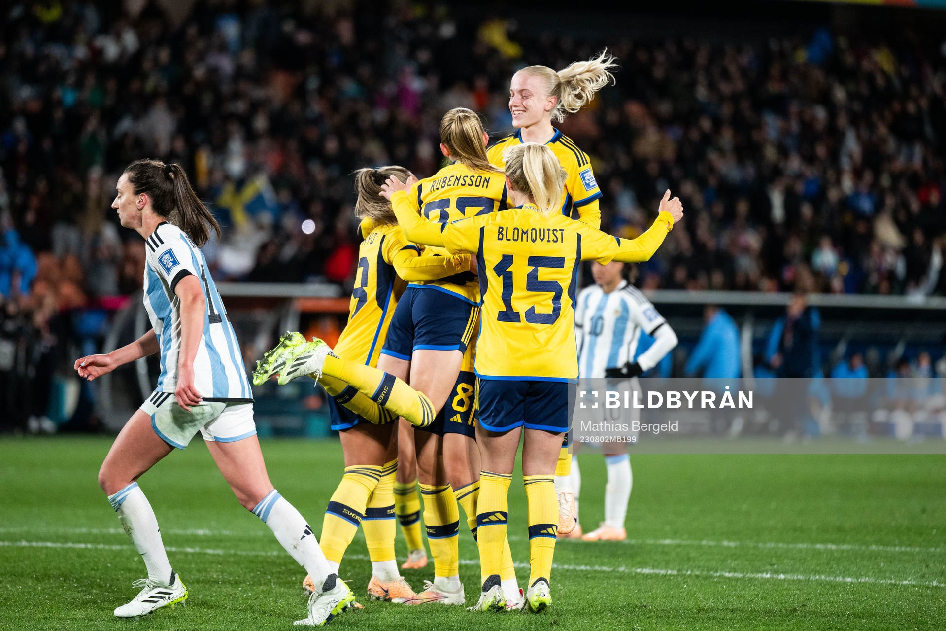 Elin Rubensson of Sweden celebrates with Rebecka Blomqvist
