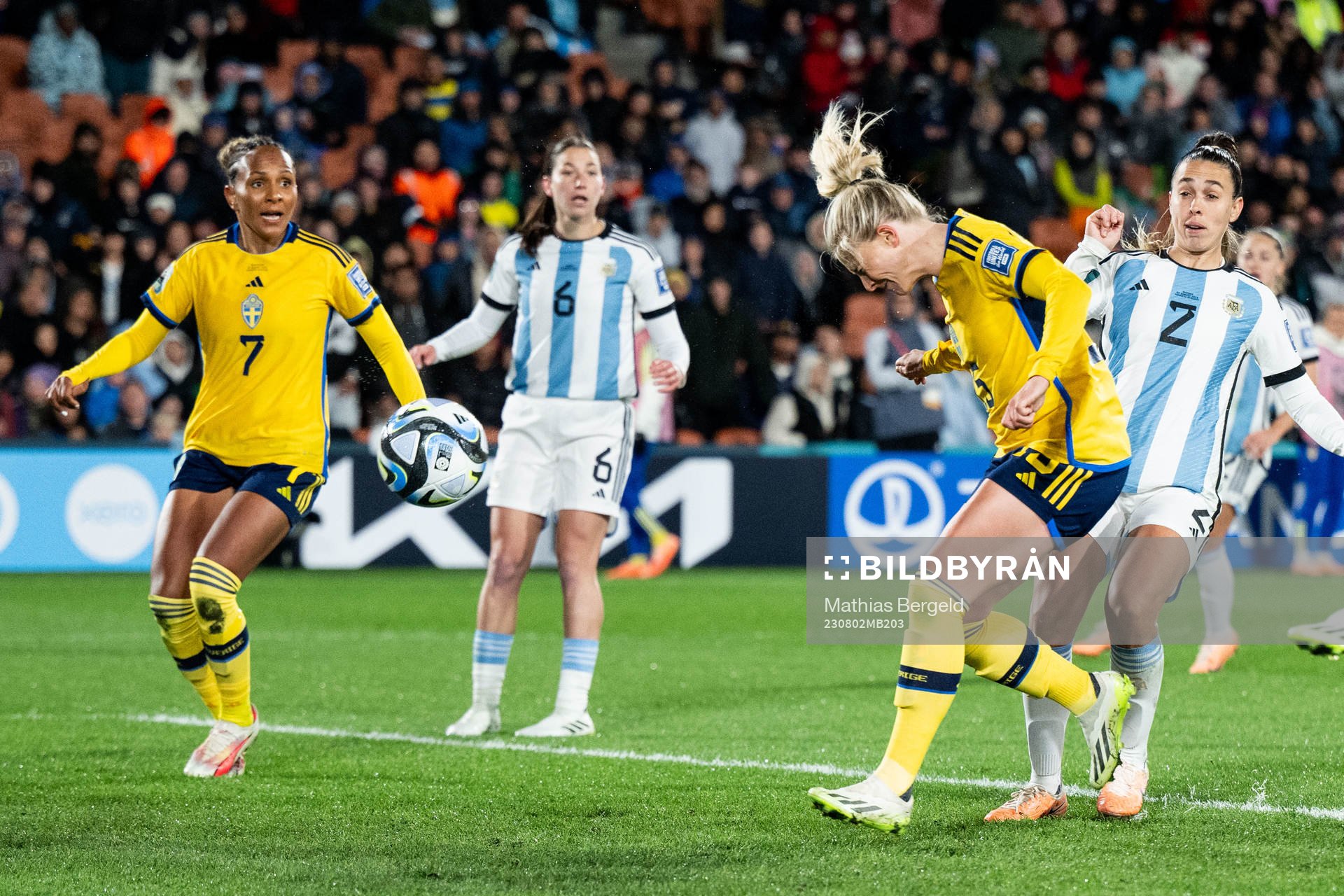 Rebecka Blomqvist of Sweden scores 0-1
