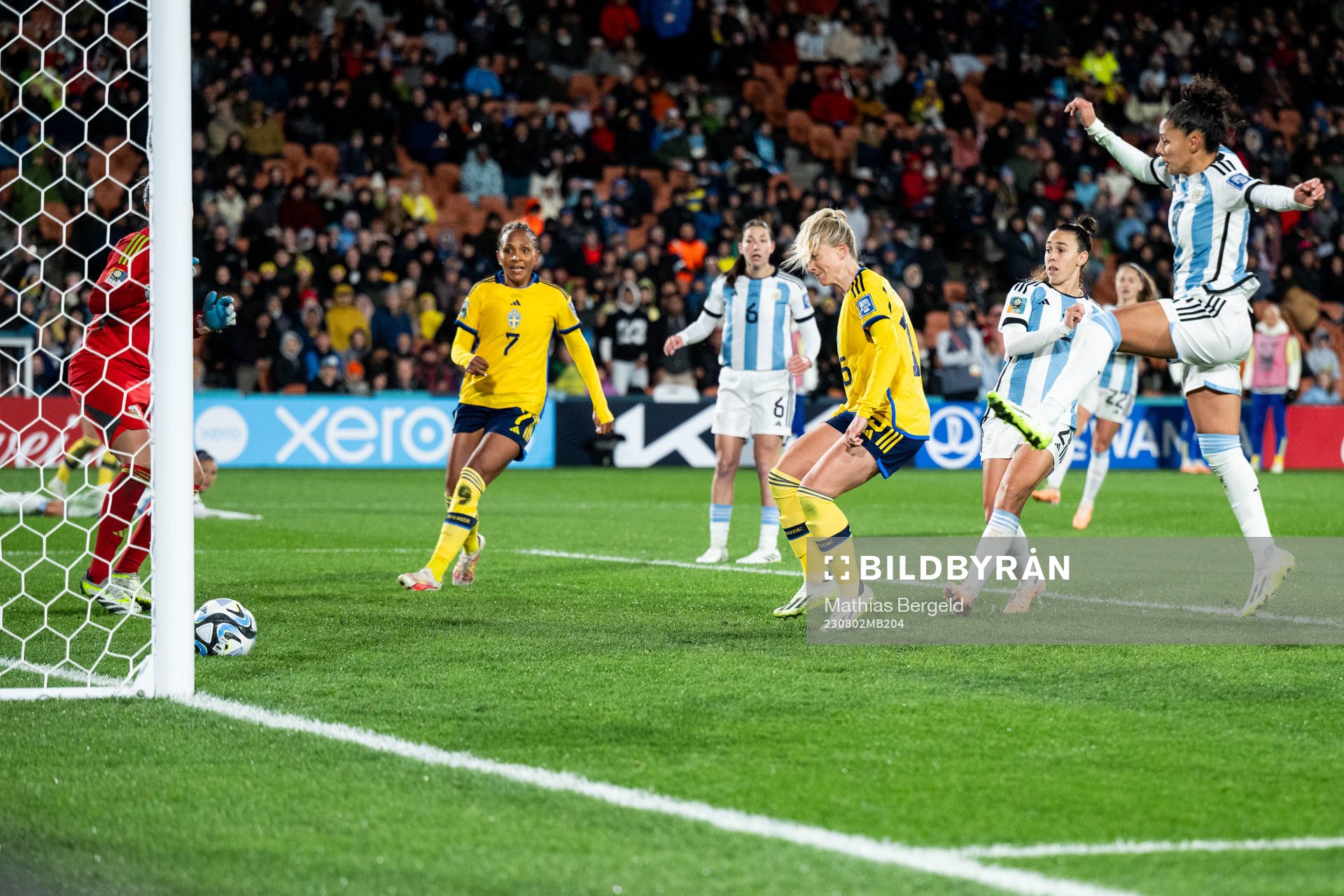 Rebecka Blomqvist of Sweden scores 0-1