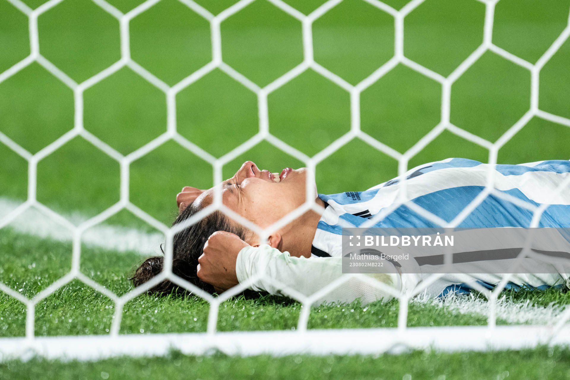 Julieta Cruz of Argentina in pain