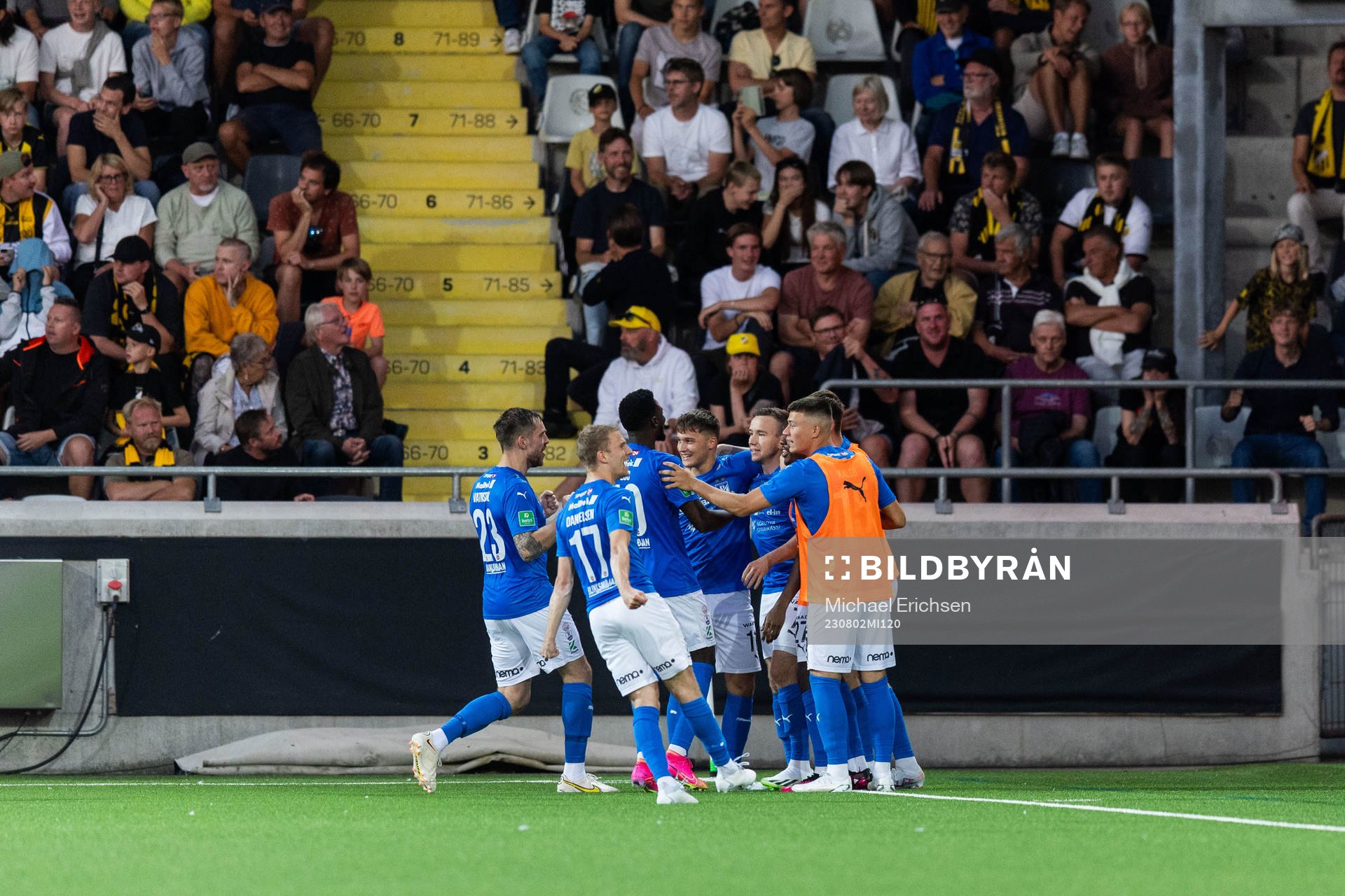 Arni Frederiksberg of Klaksvik celebrates with team mates