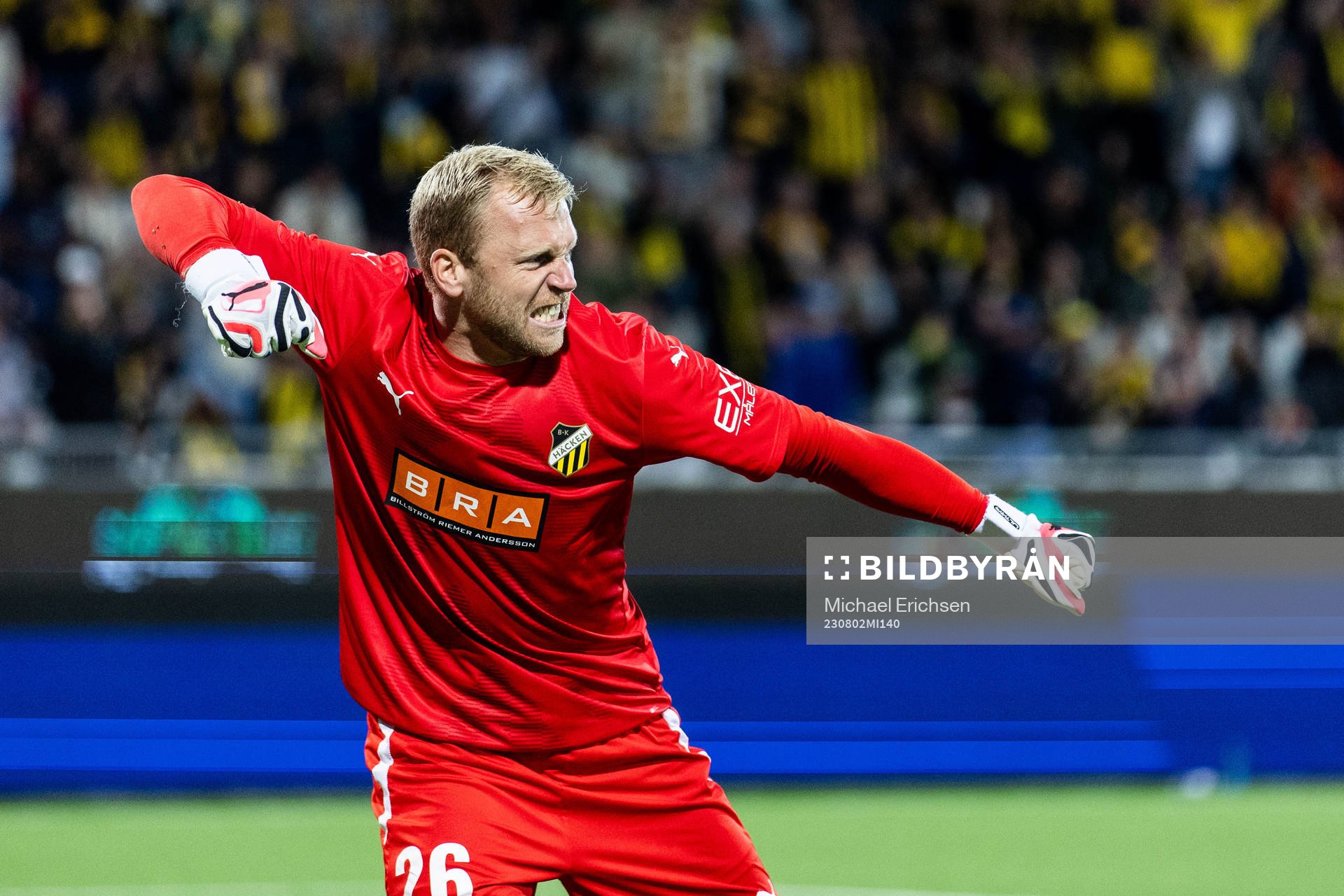 Goalkeeper Peter Abrahamsson of Häcken celebrates