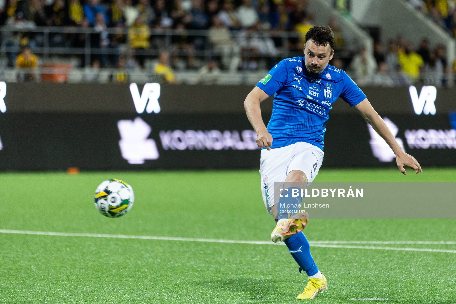 Vegard Forren of Klaksvik during the penalty shootout during the UEFA Champions League qualification match between BK Häcken and Klaksvik on August 2, 2023 in Göteborg.