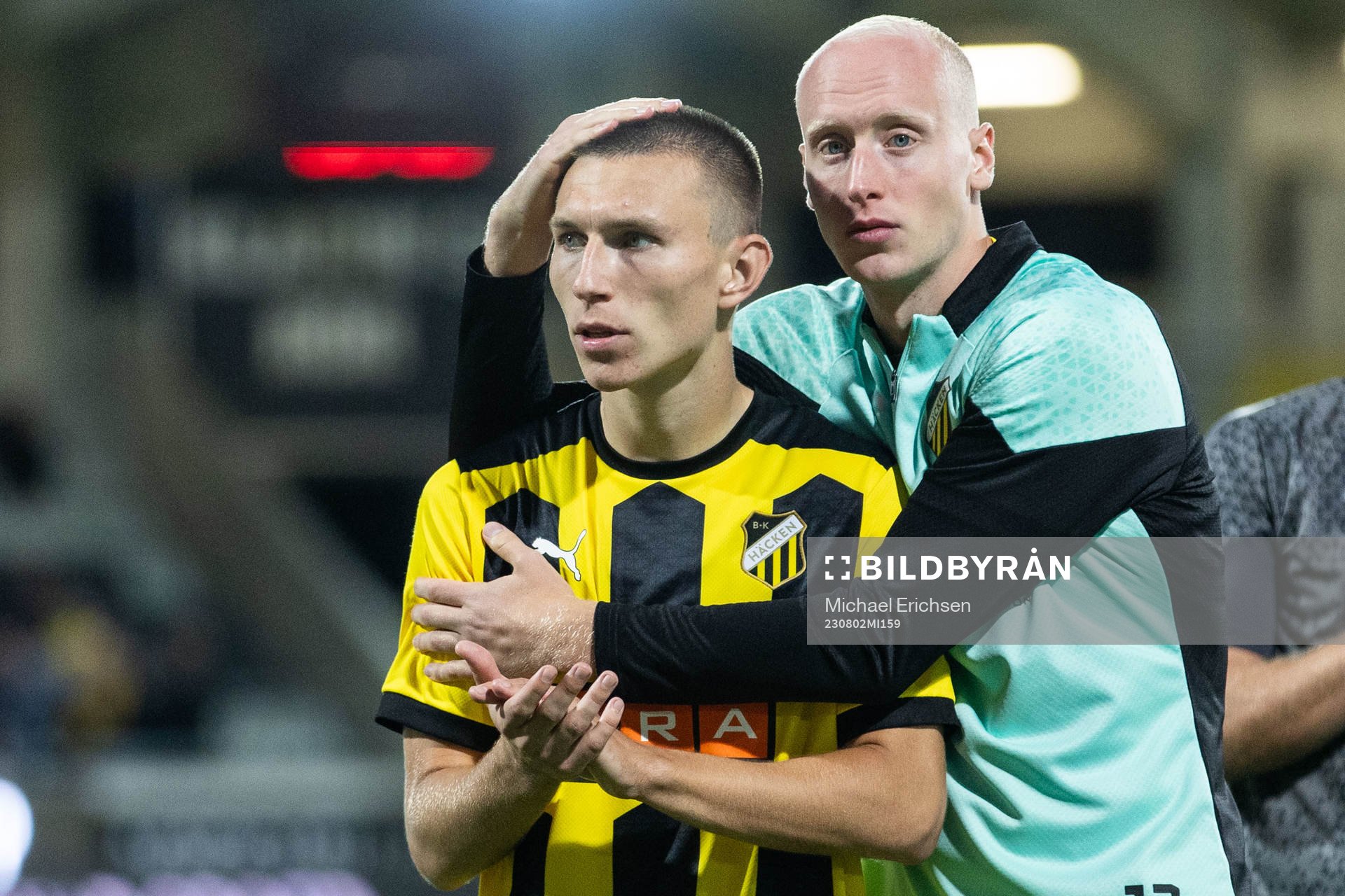 Kristoffer Lund Hansen and Valgeir Lunddal of Häcken look