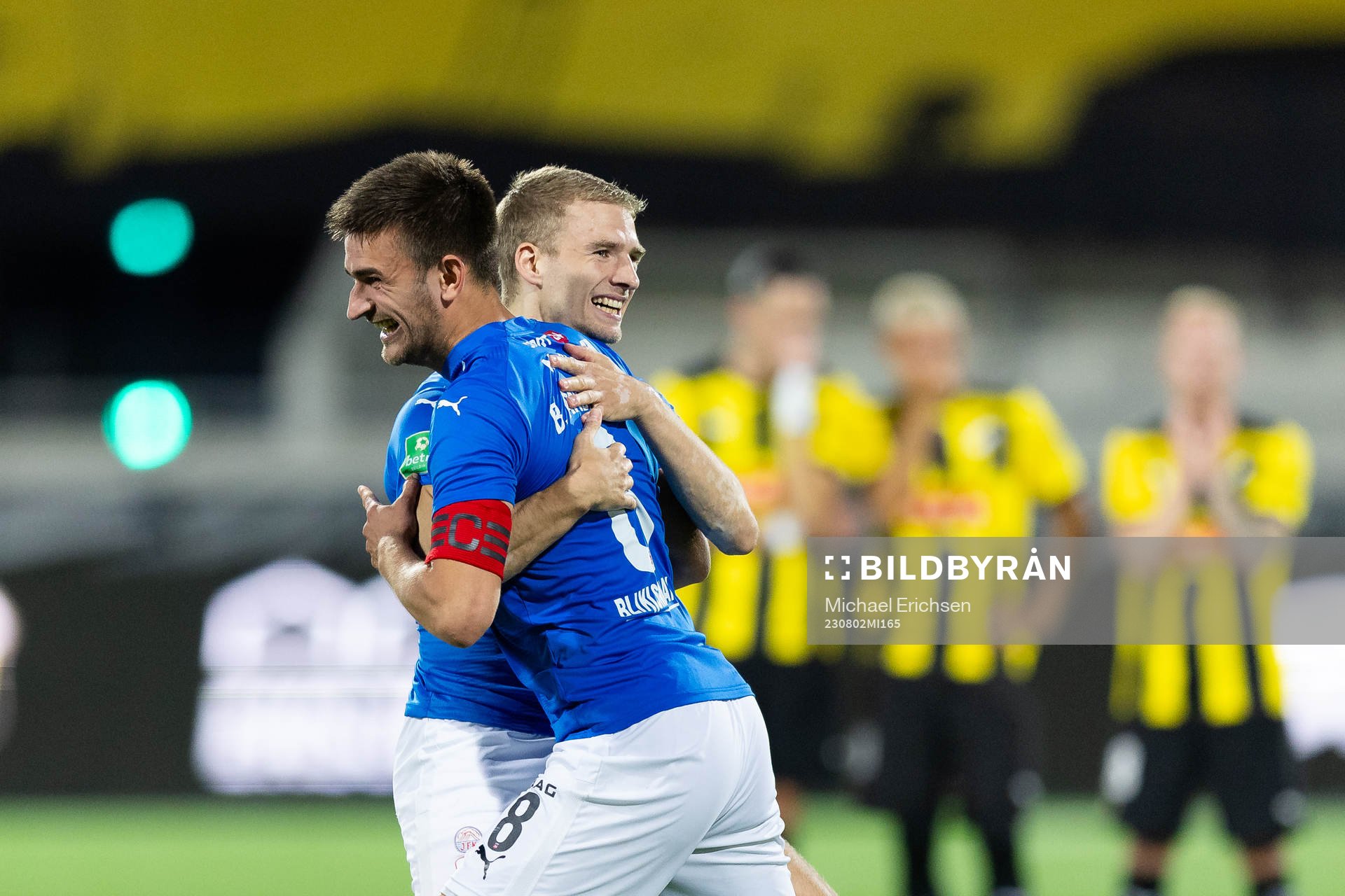 Joannes Danielsen and Jakup Andreasen of Klaksvik celebrates