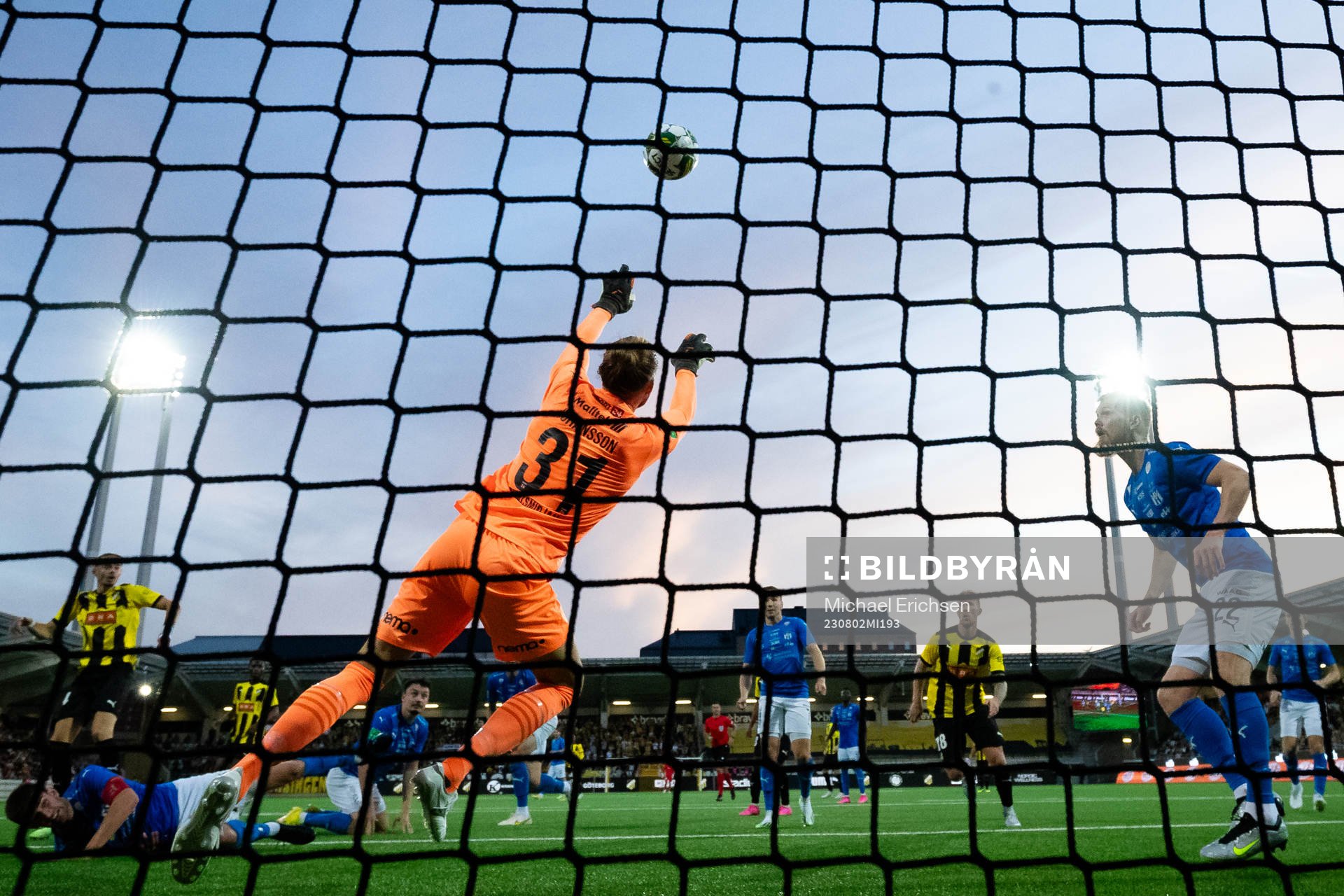 Goalkeeper Nils Jonatan Johansson of Klaksvik with a save