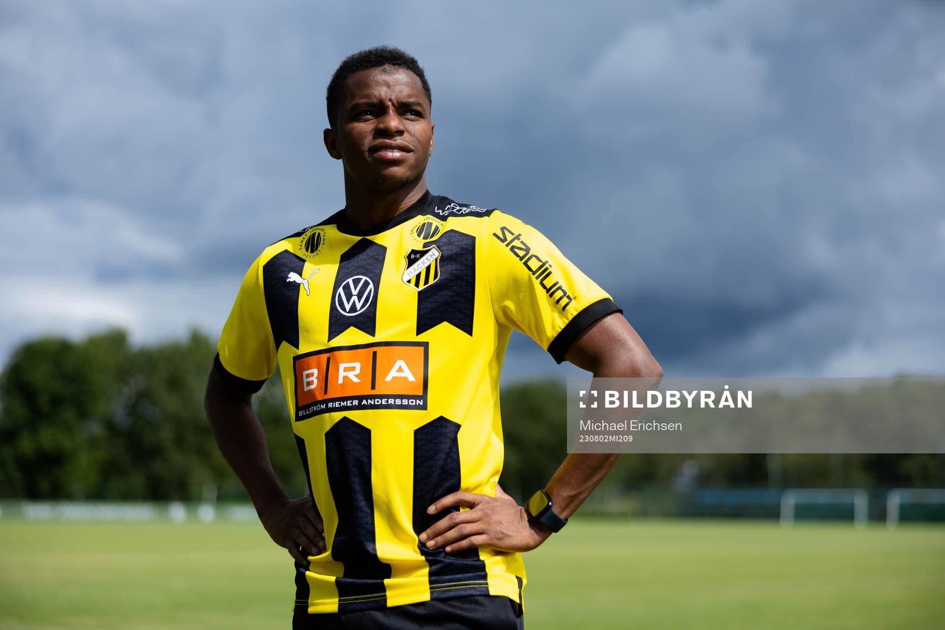 Häckens nyförvärv Abdulrazaq Ishaq poserar för ett porträtt den 2 augusti 2023 i Göteborg. 