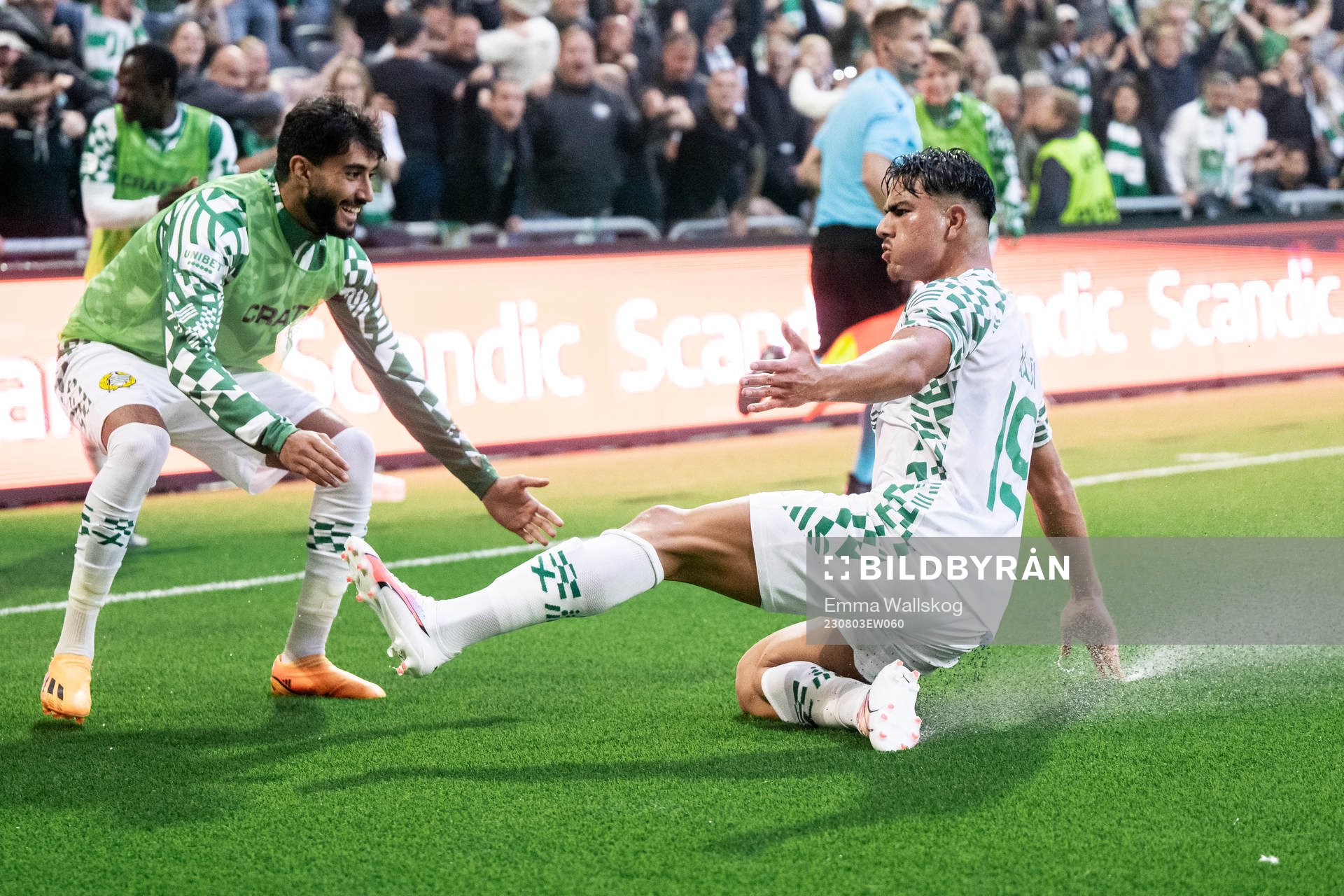 Alper Demirol and Jusef Erabi of Hammarby celebrates