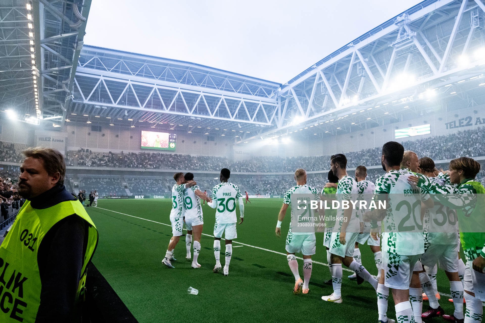 Jusef Erabi of Hammarby celebrates with team