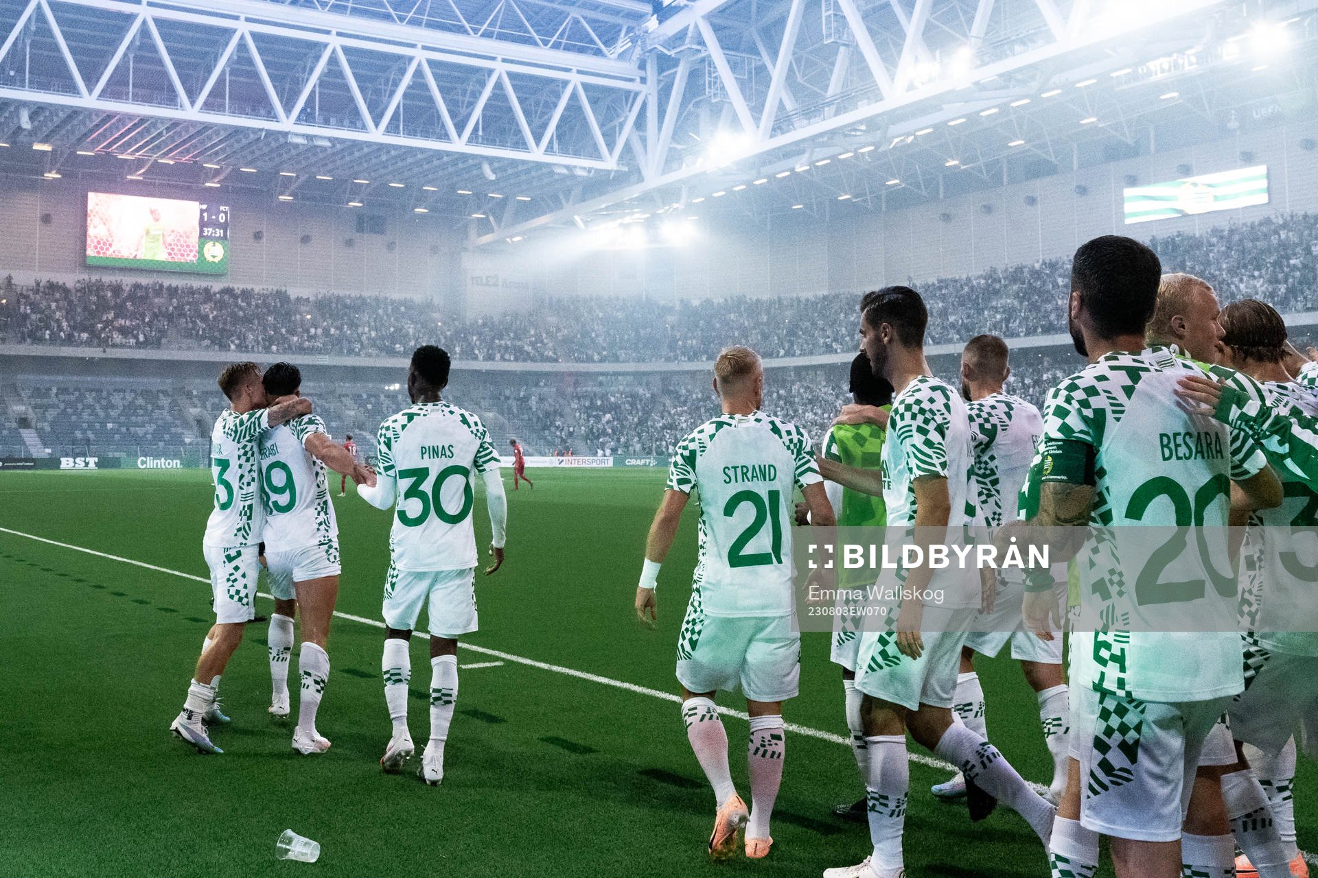 Jusef Erabi of Hammarby celebrates with team
