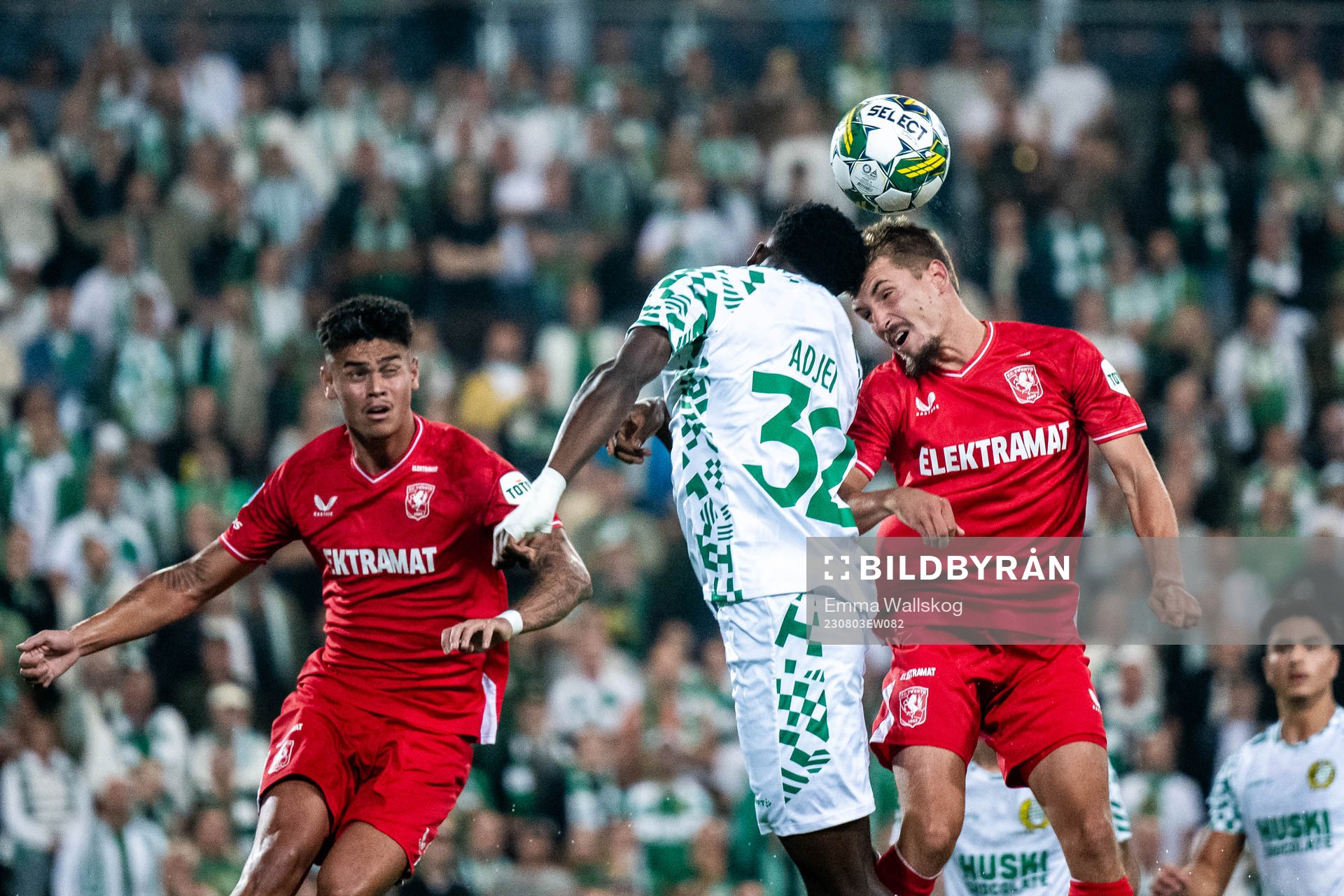 Nathaniel Adjei of Hammarby against Mees Hilgers and Michal