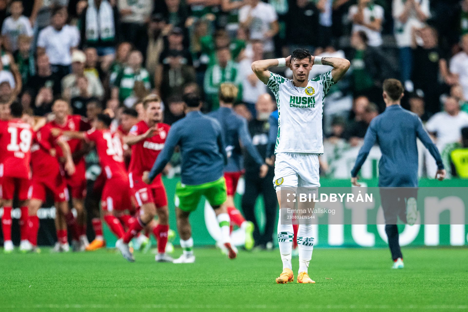 Viktor Djukanovic of Hammarby looks dejected