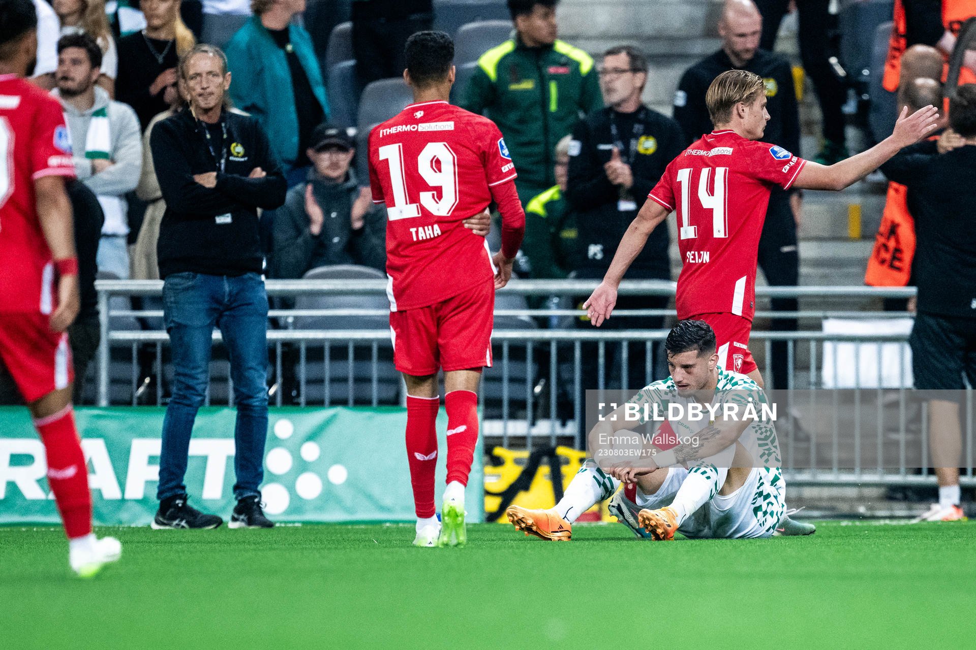 Viktor Djukanovic of Hammarby looks dejected