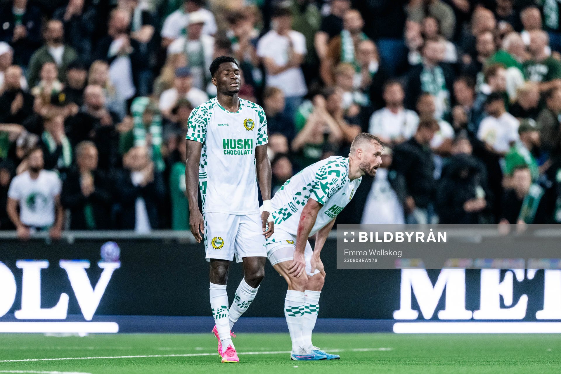 Nathaniel Adjei and Mads Fenger Nielsen of Hammarby looks