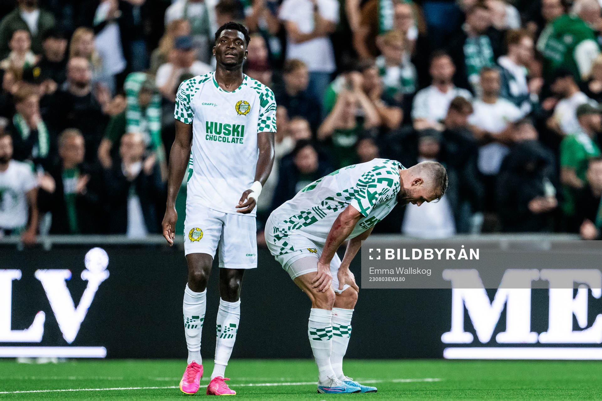 Nathaniel Adjei and Mads Fenger Nielsen of Hammarby looks