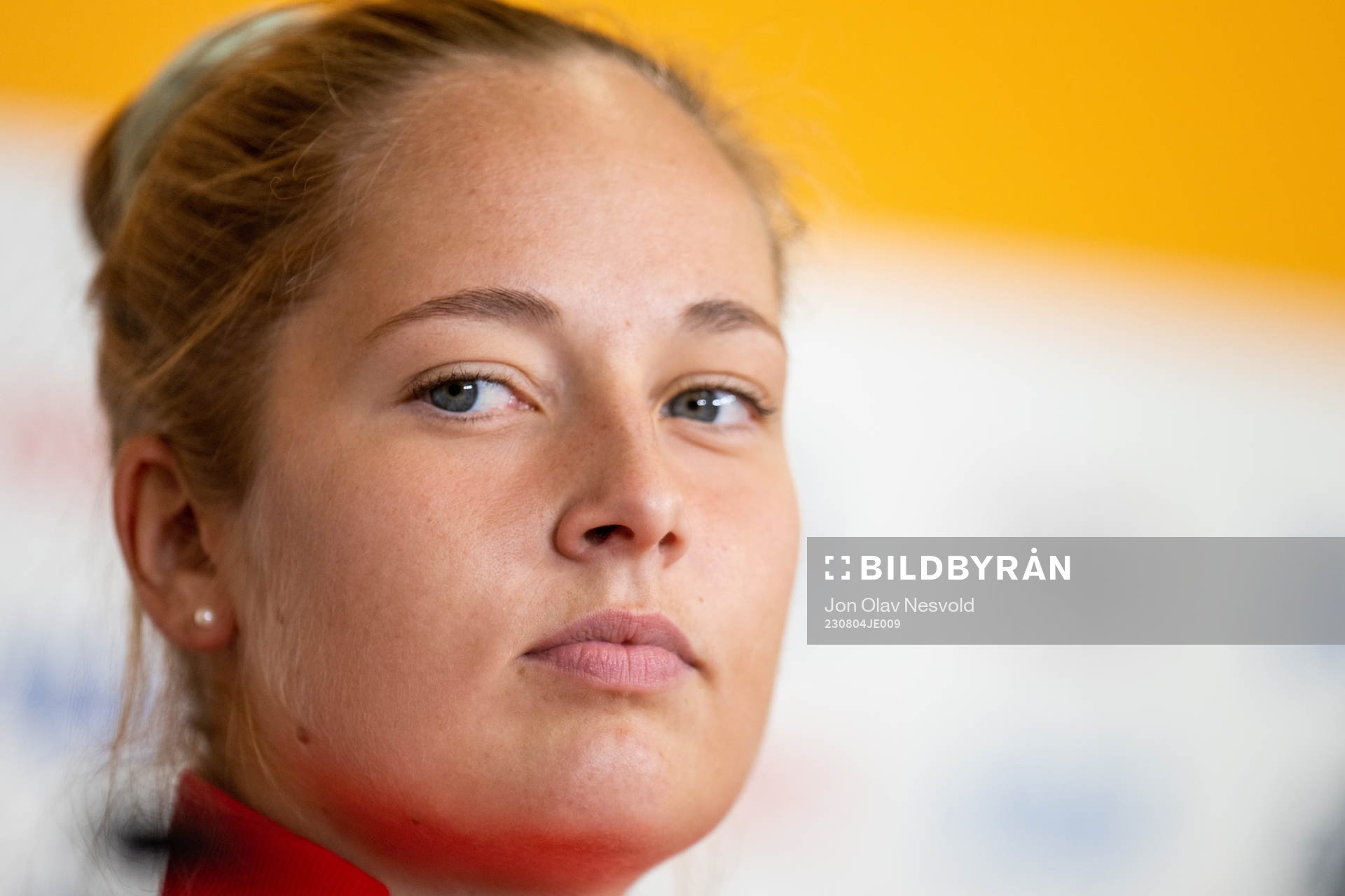 Goalkeeper Aurora Mikalsen of Norway at a press conference