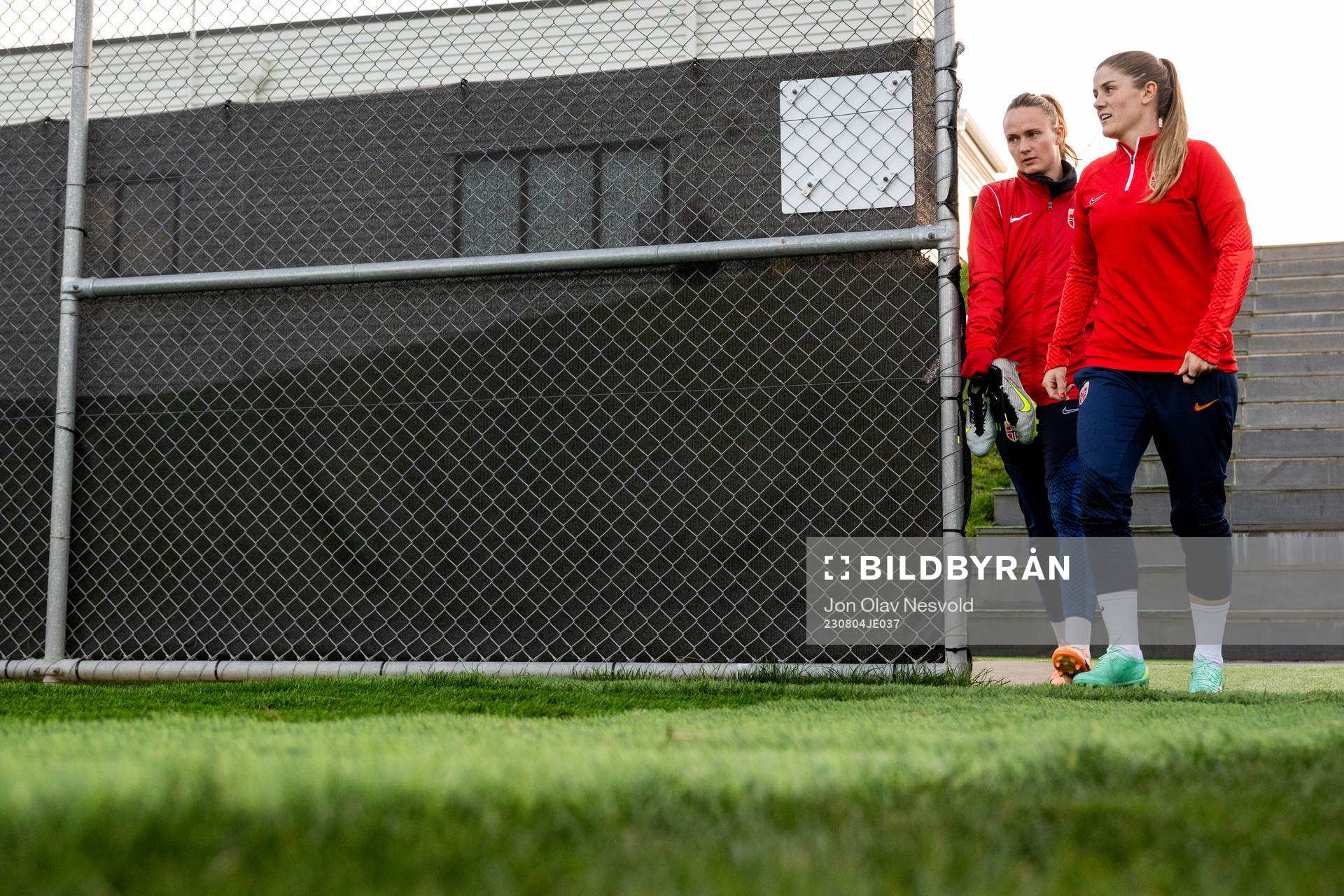 Caroline Graham Hansen and Maren Mjelde of Norway at a