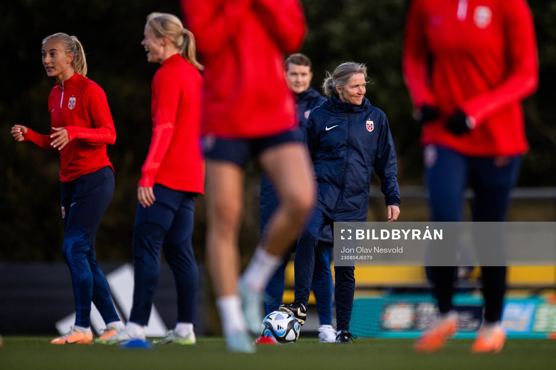 Head coach Hege Riise of Norway at a training session