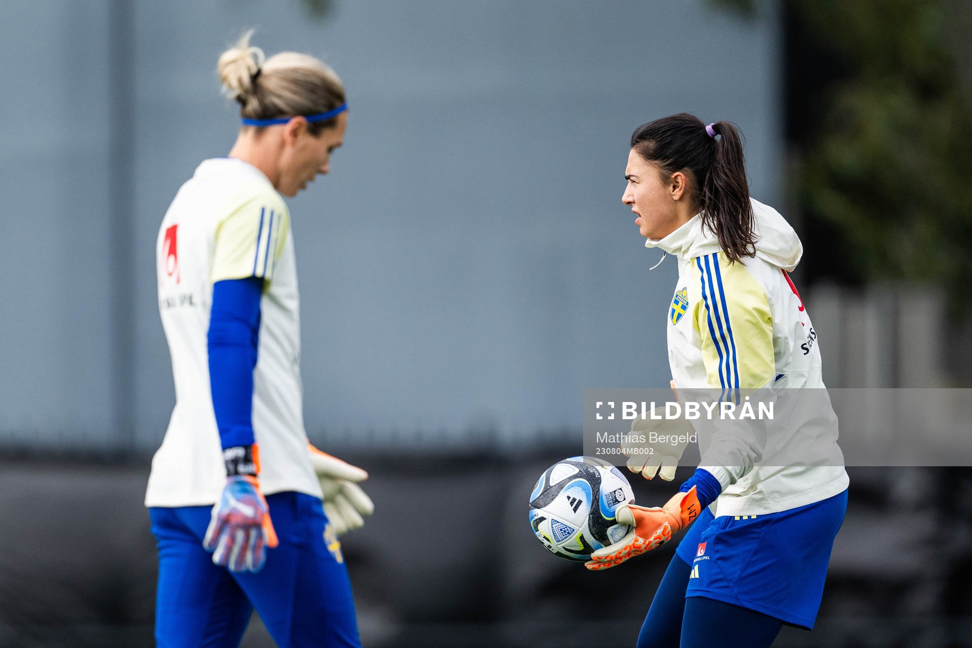 Goalkeeper Jennifer Falk and goalkeeper Zecira Musovic of