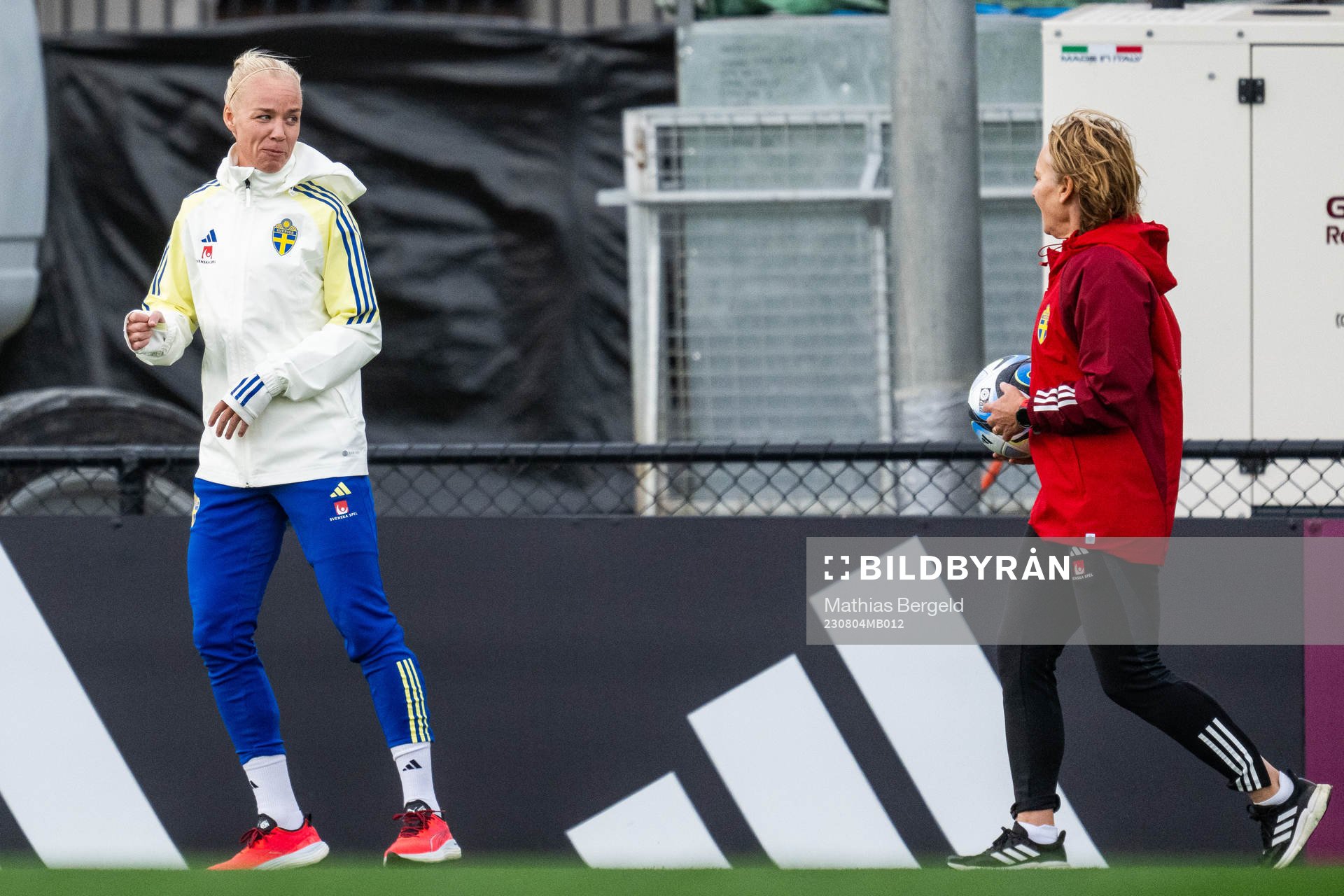 Caroline Seger and physio Annica Näsmark of the Swedish