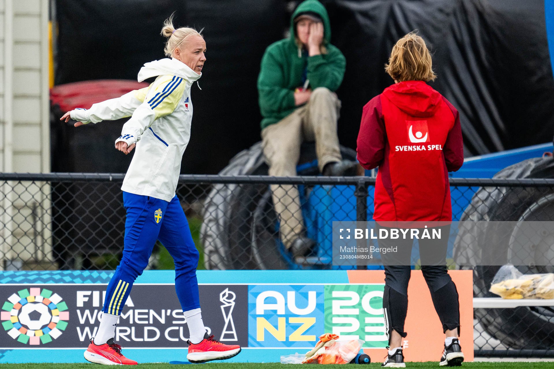 Caroline Seger and physio Annica Näsmark of the Swedish