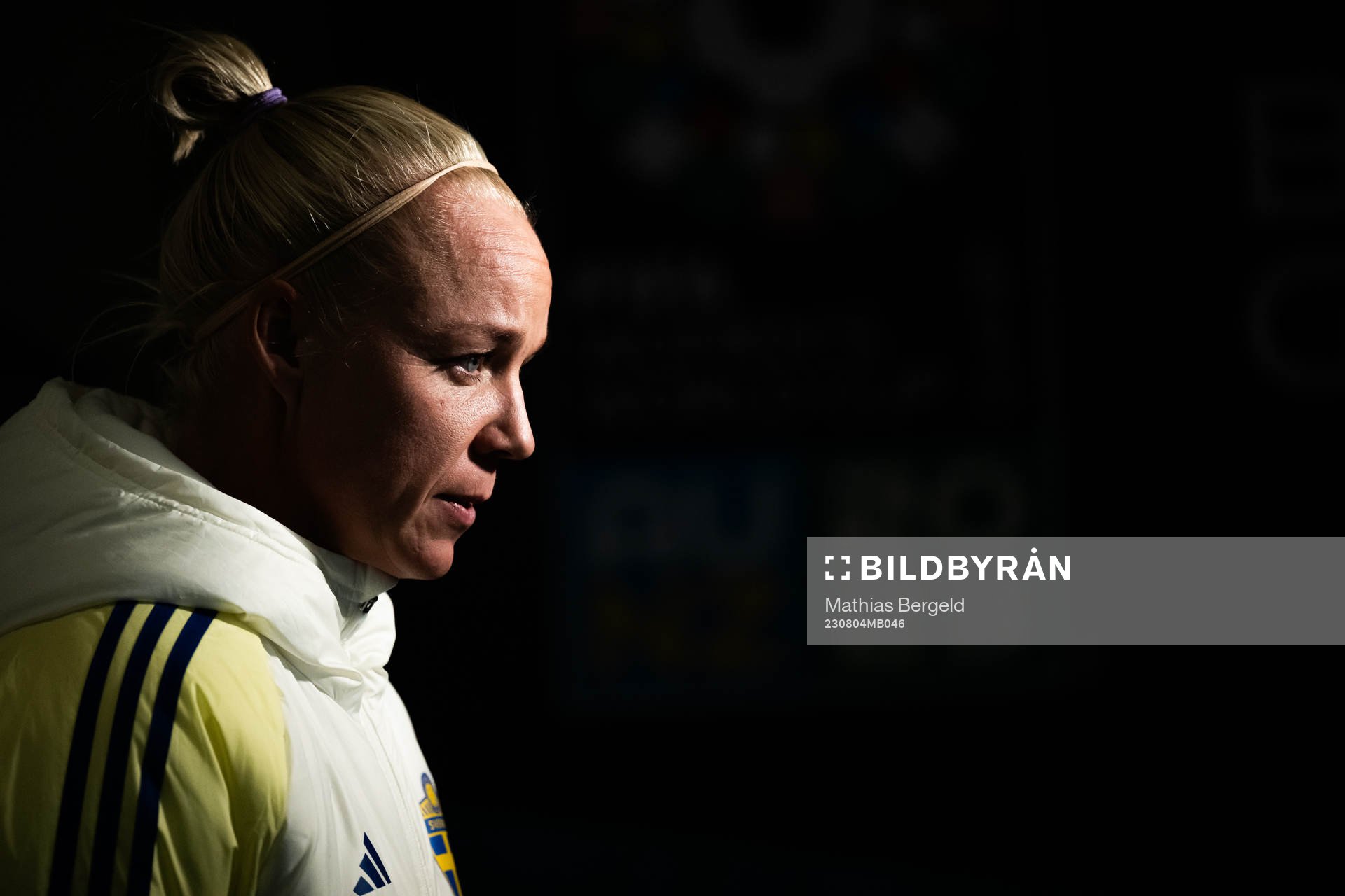 Caroline Seger of the Swedish women's national football team is interviewed at a press event during the FIFA Women's World Cup on August 4, 2023 in Melbourne. 