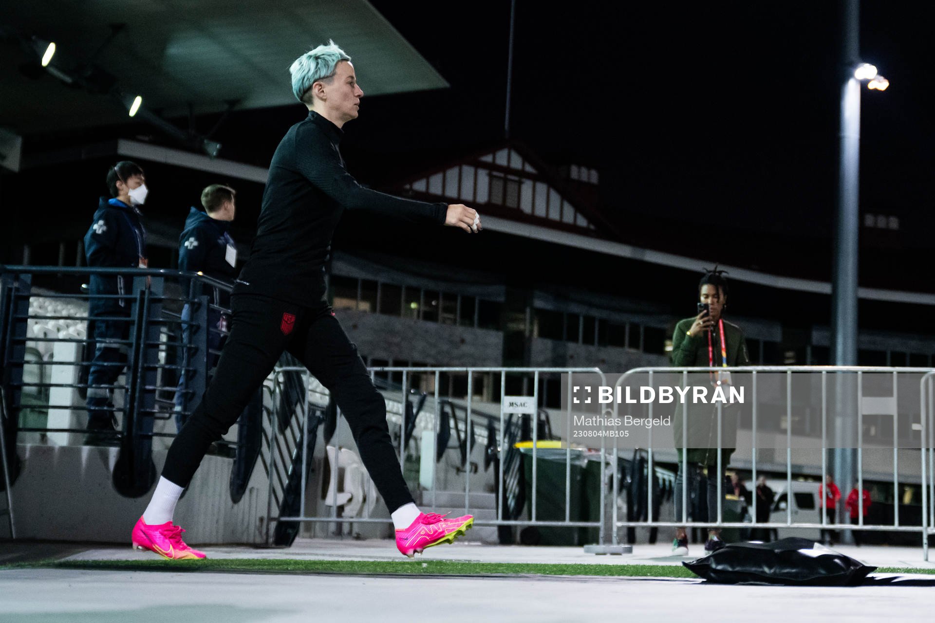 at a training session with the women's national football
