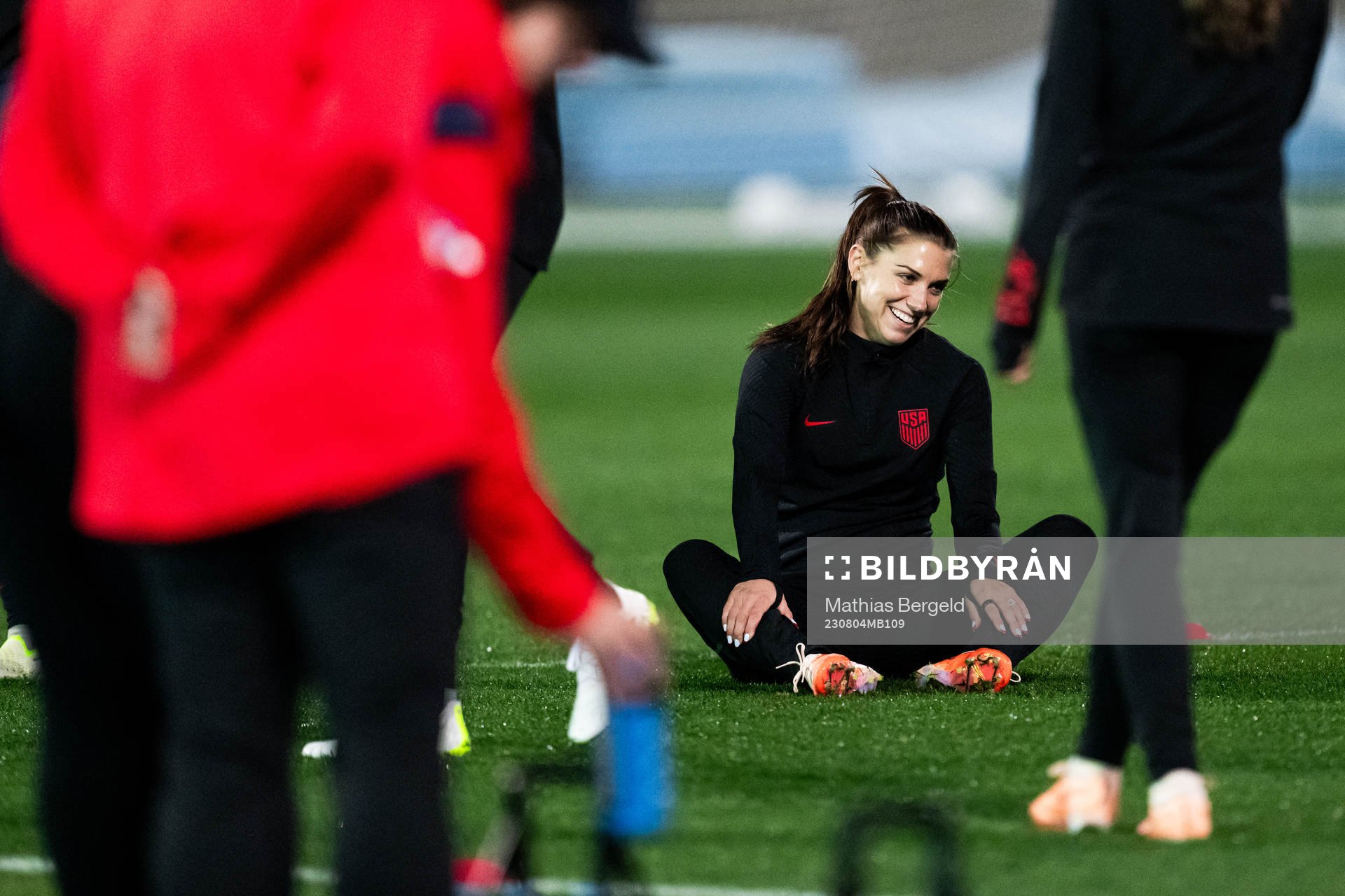 Alex Morgan at a training session with the women's national football team of USA during the FIFA Women's World Cup on August 4, 2023 in Melbourne.
