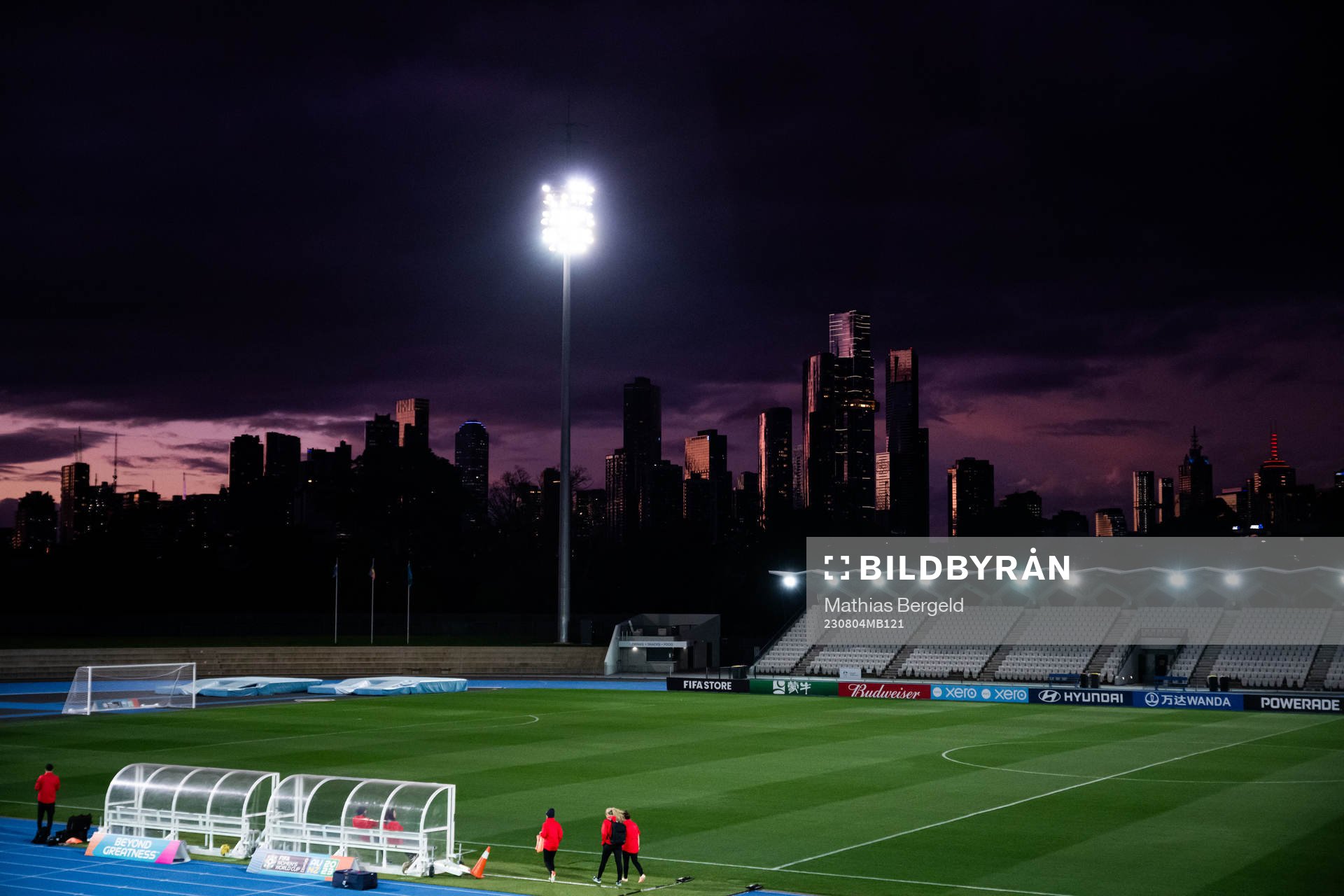 Staff arrive at a training session with the women's