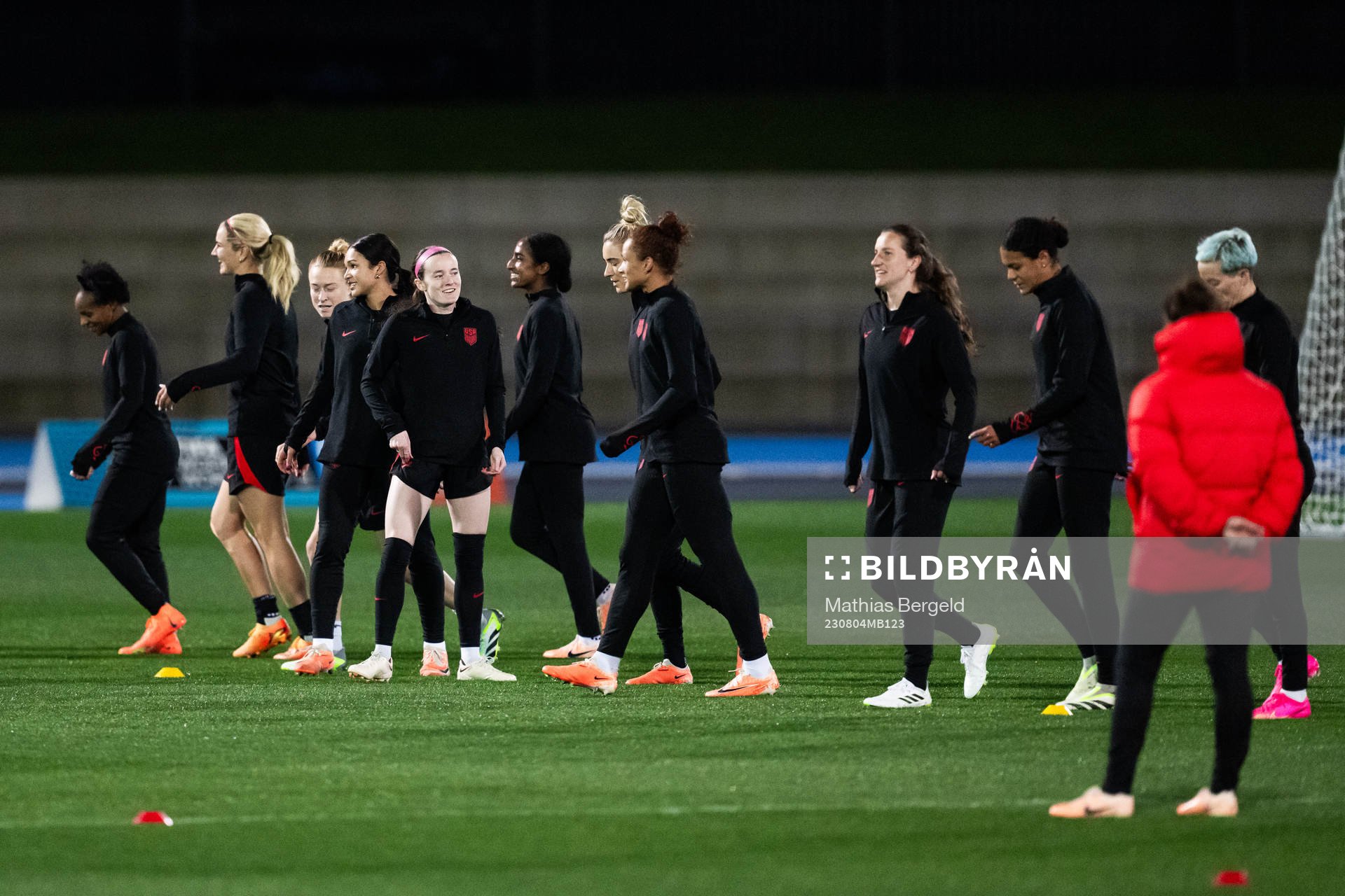 Rose Lavelle with team mates at a training session with the