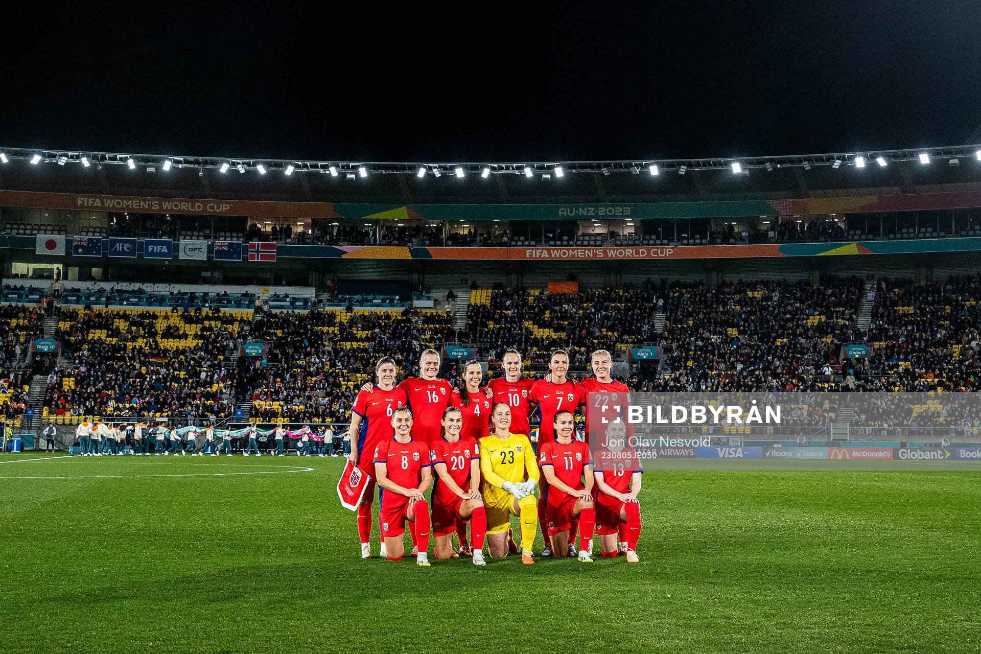 The starting eleven of Norway pose for a team photo
