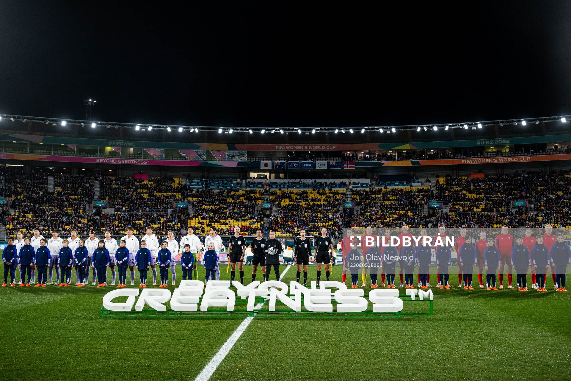 Players of Japan and Norway lineup