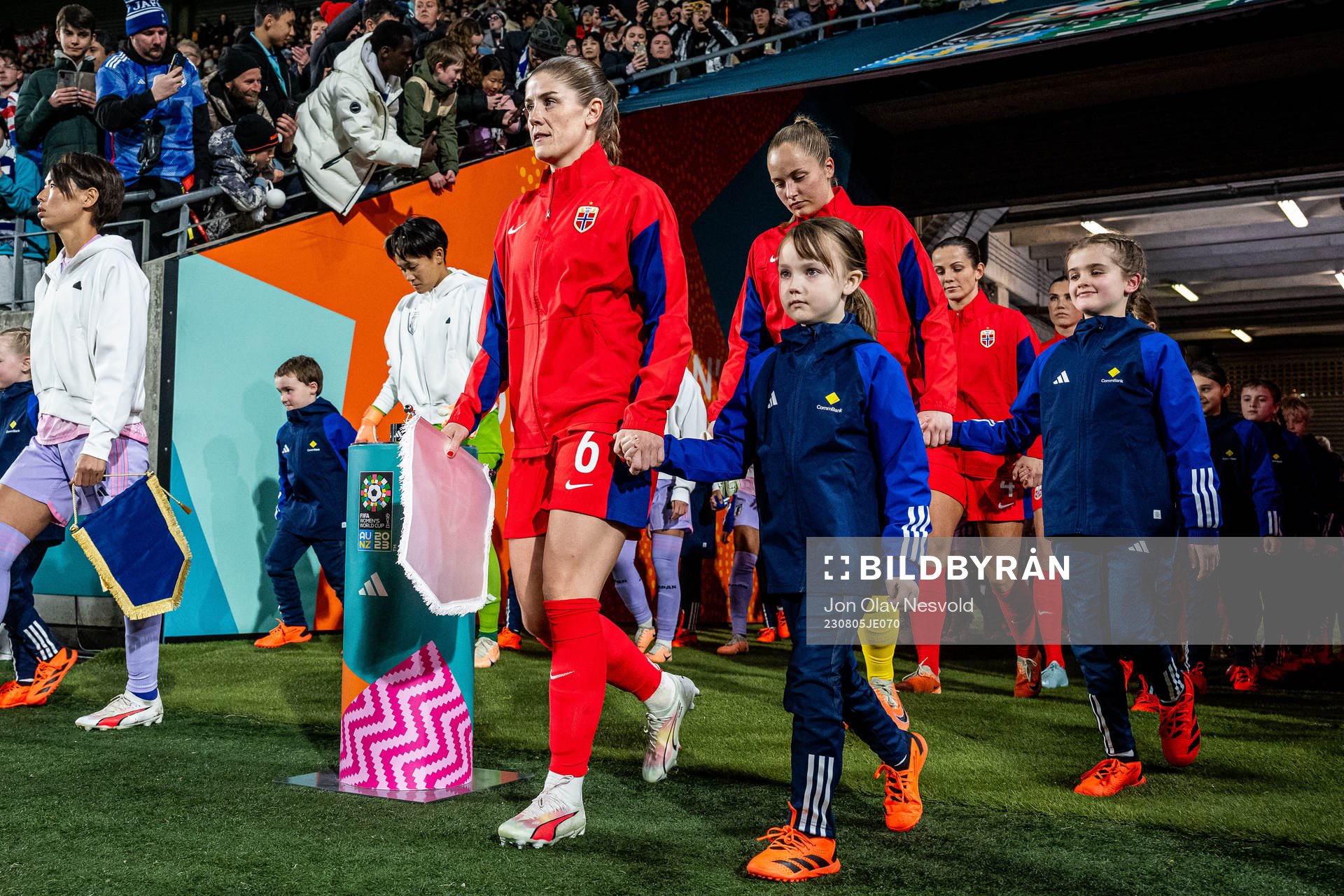 Maren Mjelde of Norway enters the pitch