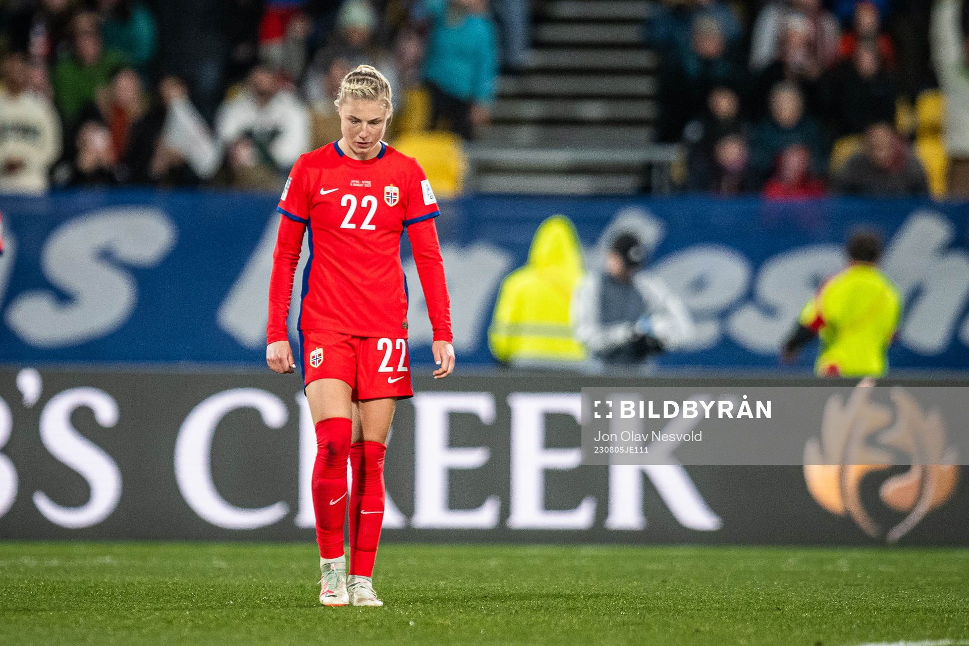 Sophie Román Haug of Norway looks dejected