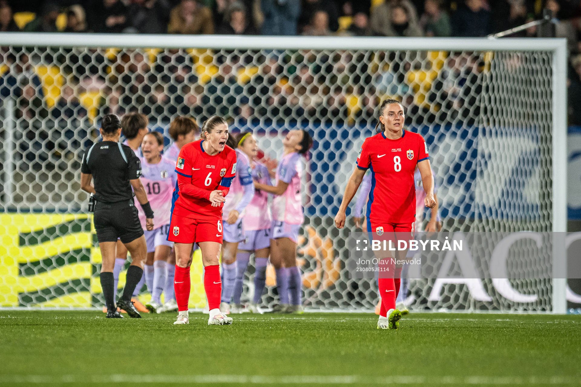 Maren Mjelde of Norway reacts