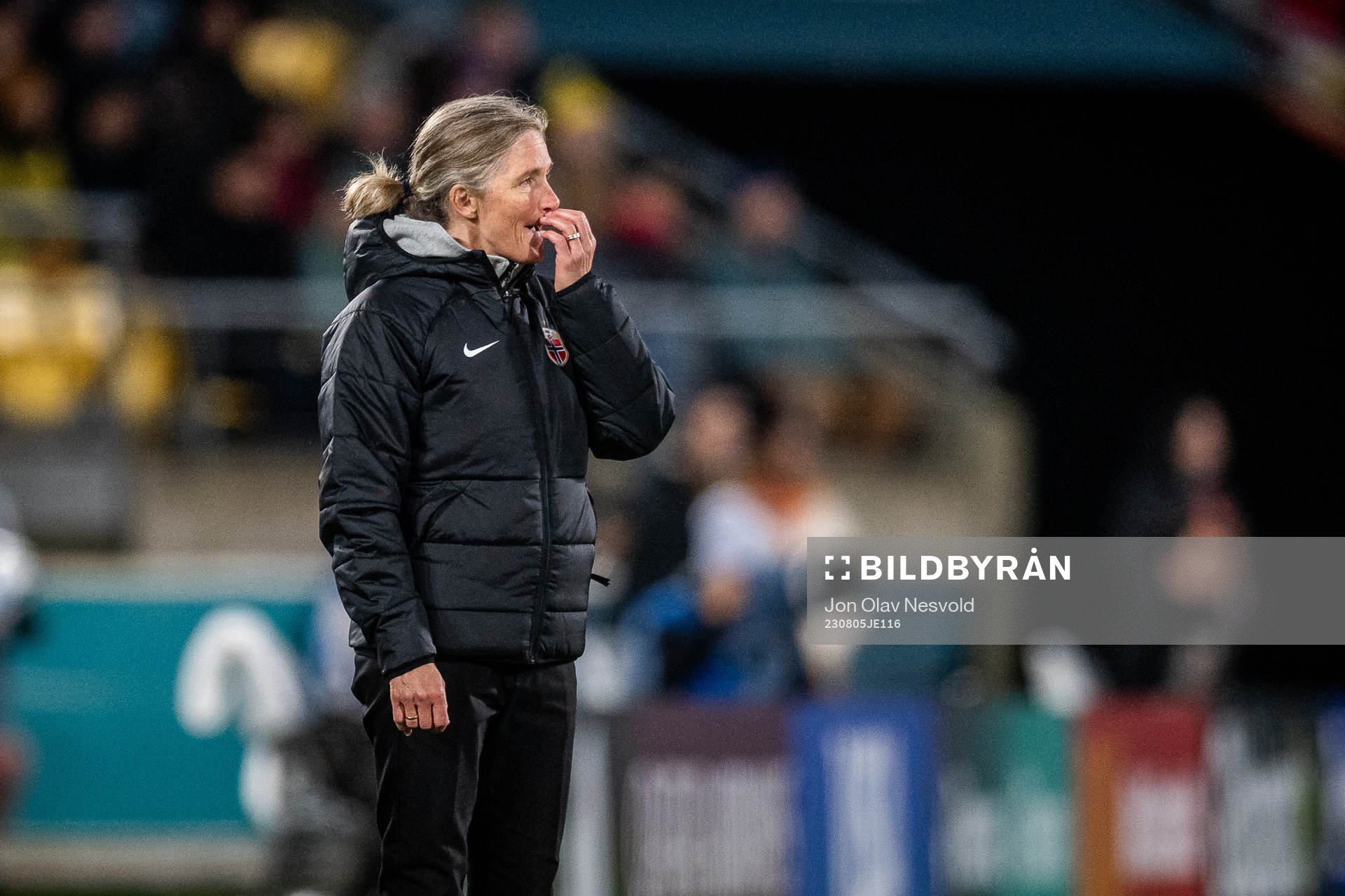 Head coach Hege Riise of Norway looks dejected
