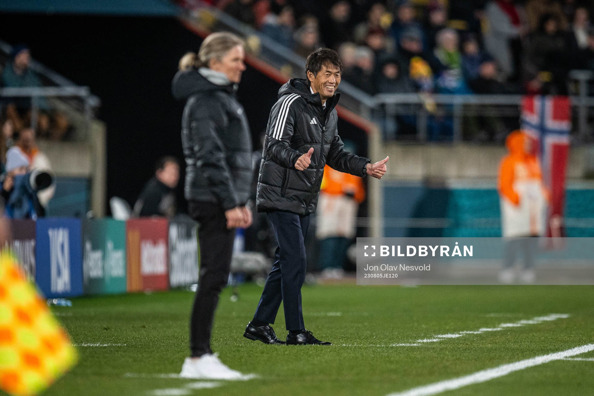 Head coach Hege Riise of Norway and Head coach Ikeda
